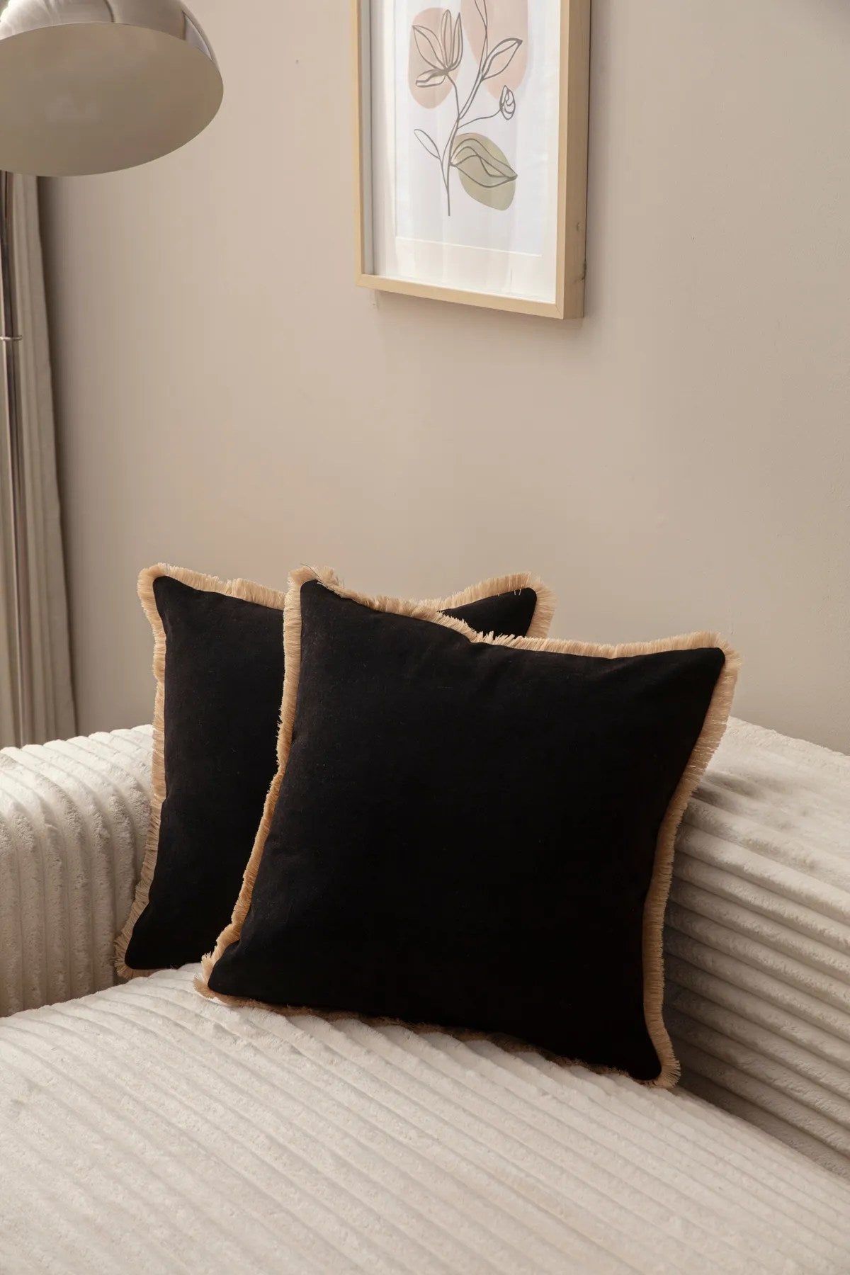 Conjunto de capas de almofadas – 43 x 43 cm – Preto – Poliéster