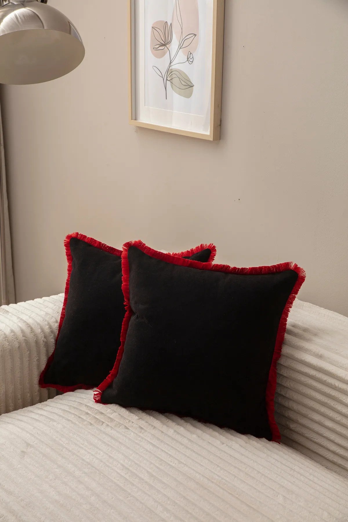 Conjunto de capa de almofada – 43 x 43 cm – Preto – 100% poliéster