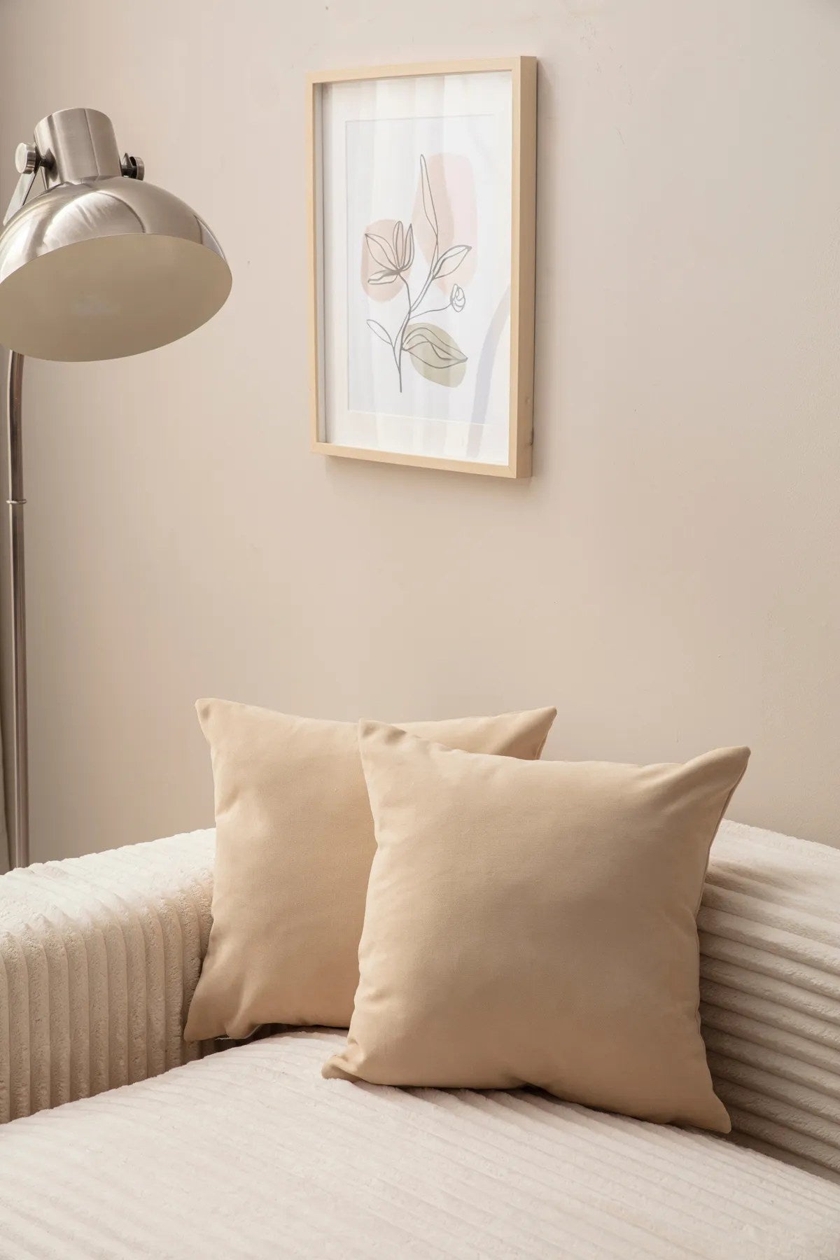 Conjunto de capas de almofada – 43 x 43 cm – Bege – Poliester