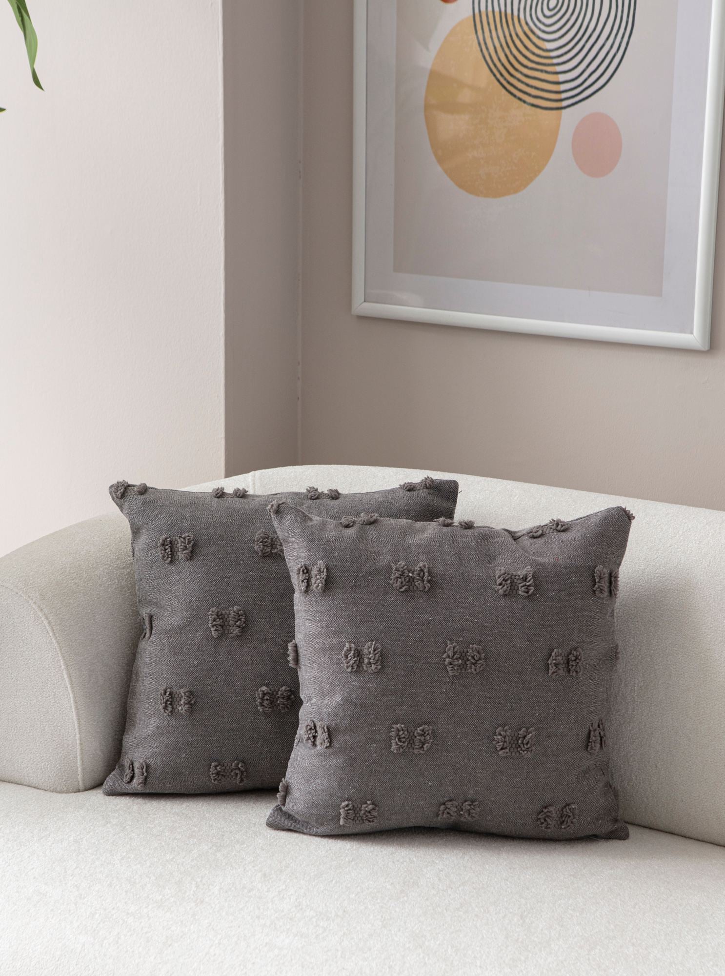 Conjunto de capa de almofada – 43 x 43 cm – Cinza – Poliéster
