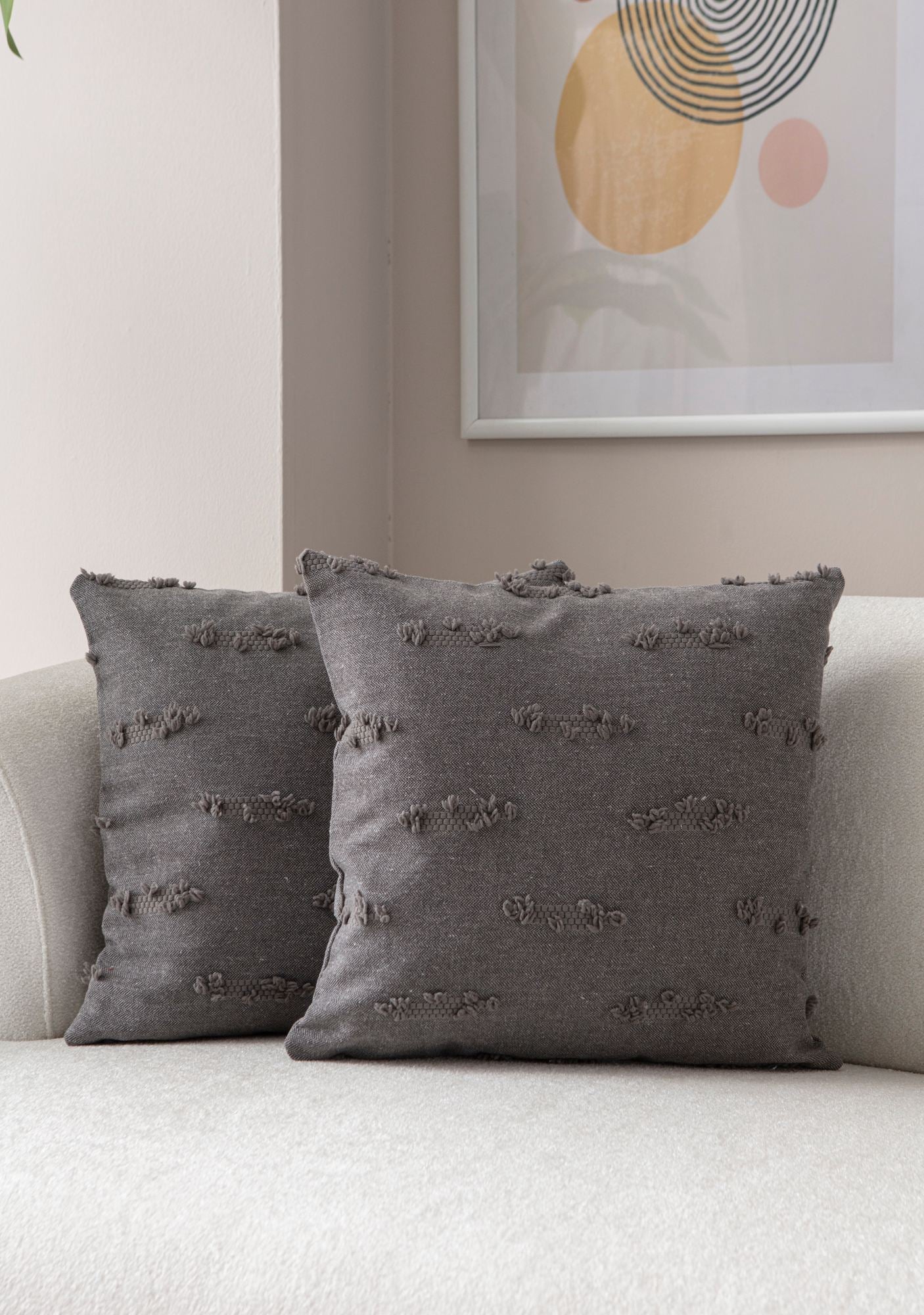 Conjunto de capa de almofada (2 peças) – 43 x 43 cm – Cinza – poliéster