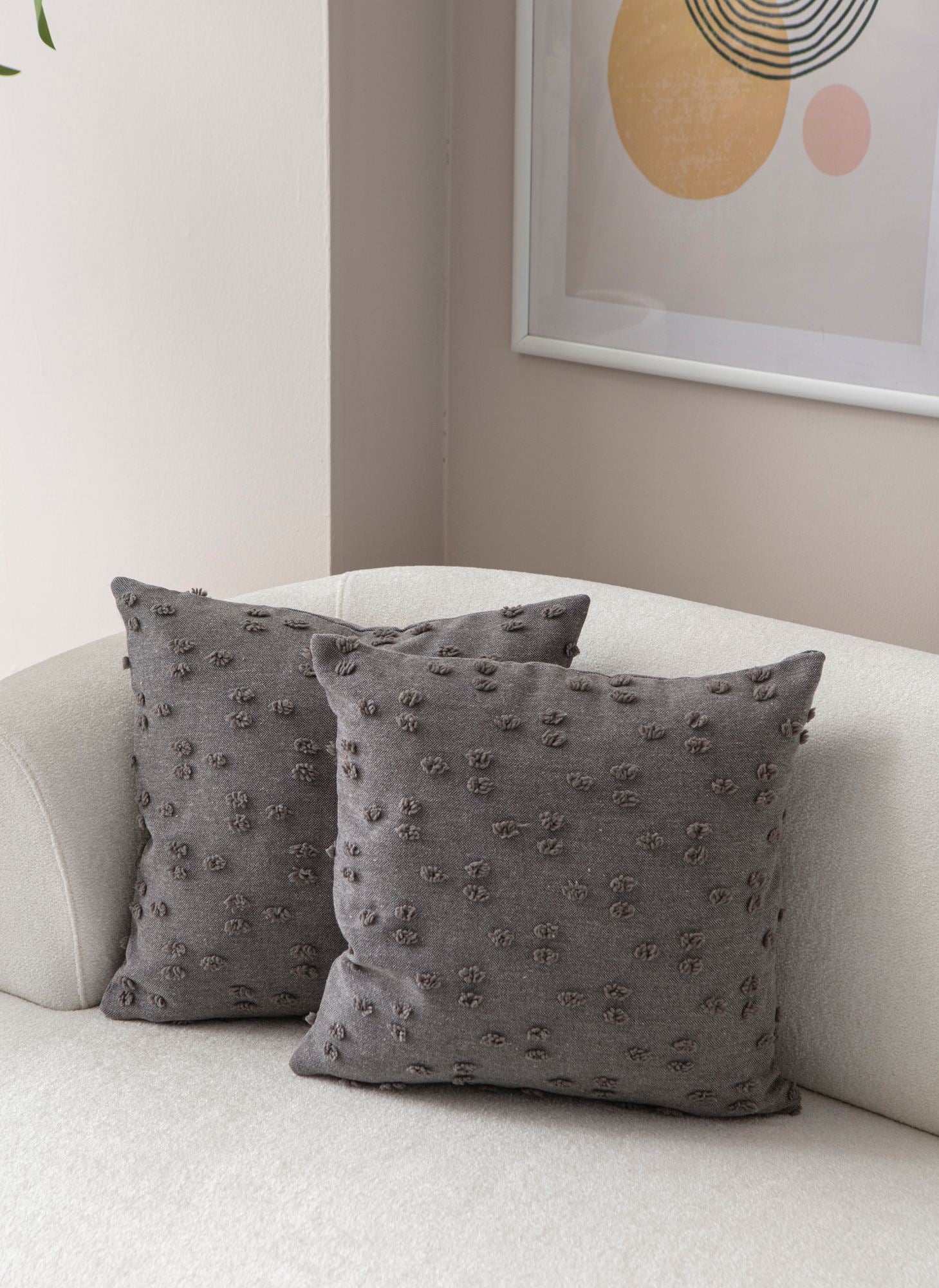 Conjunto de capa de almofada (2 peças) – 43 x 43 cm – Cinza – Poliester