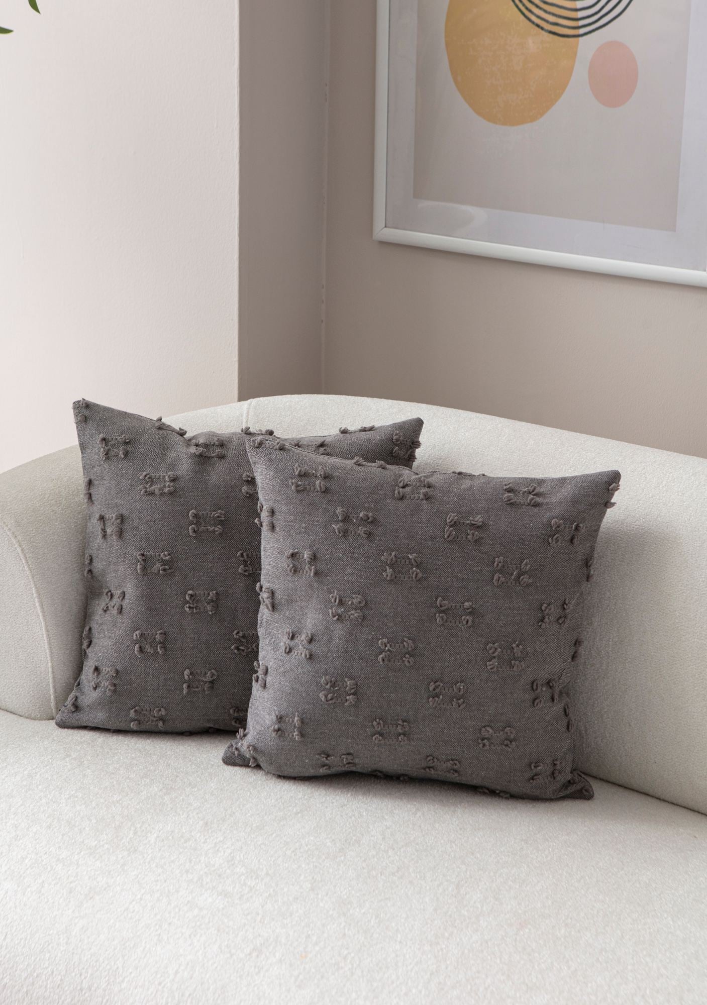 Conjunto de capa de almofada – 43 x 43 cm – Cinza – 100% Poliéster