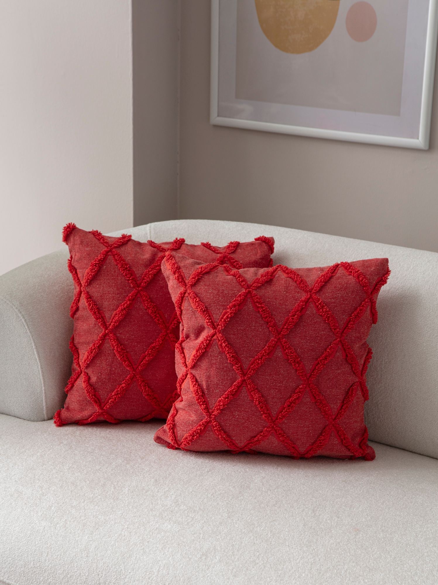 Conjunto de capas de almofada – 43 x 43 cm – Vermelho – Poliéster