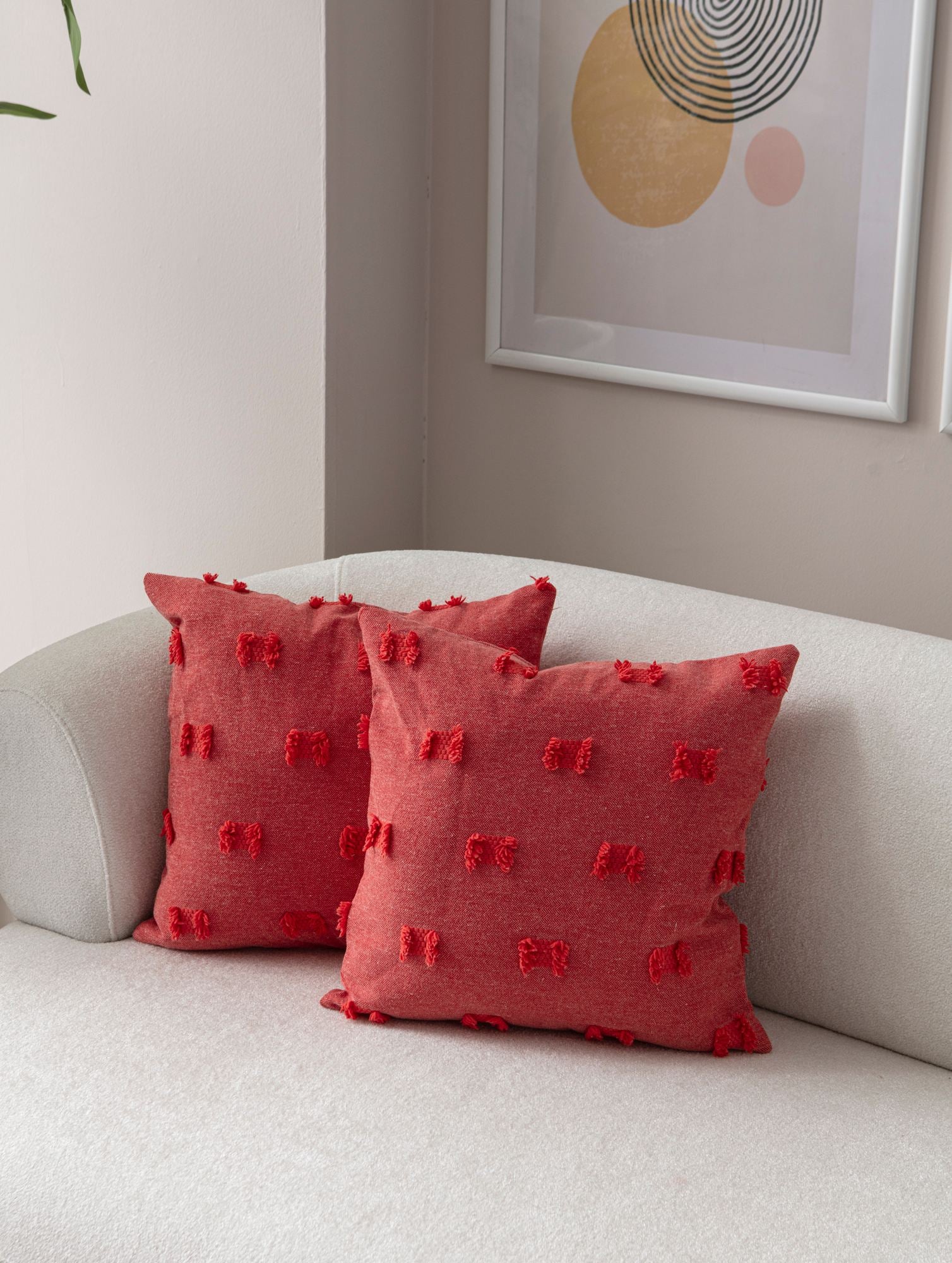 Conjunto de capa de almofada - 43 x 43 cm - Vermelho - 100% Poliéster