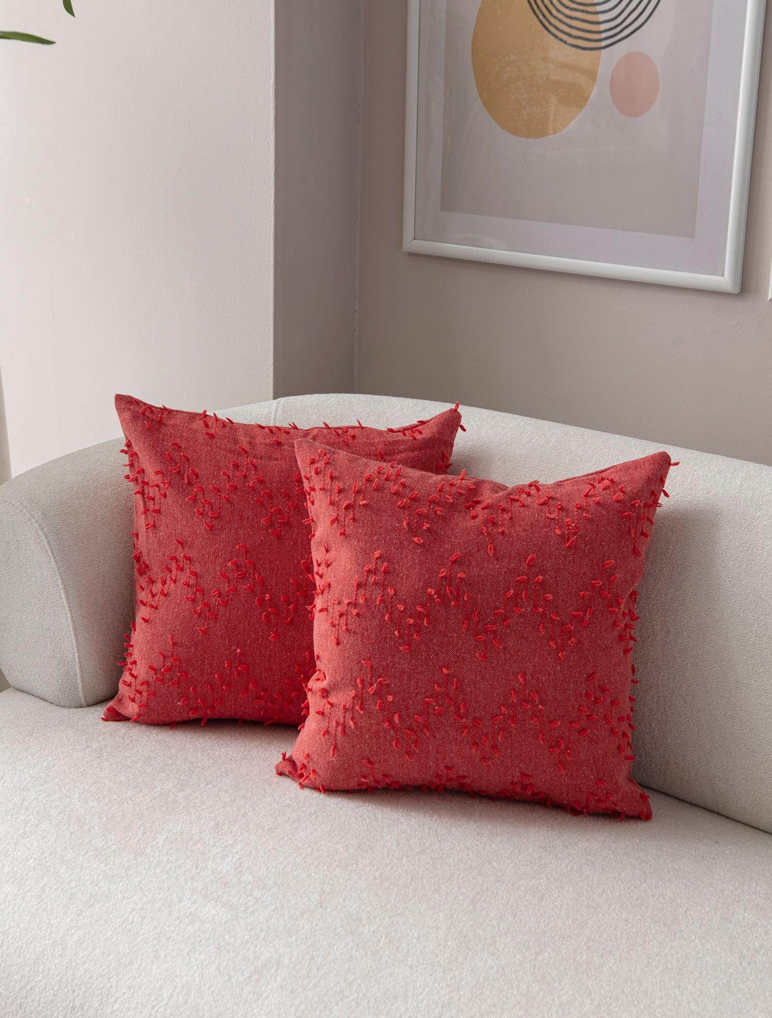 Conjunto de capa de almofada – 43 x 43 cm – Vermelho – Poliéster