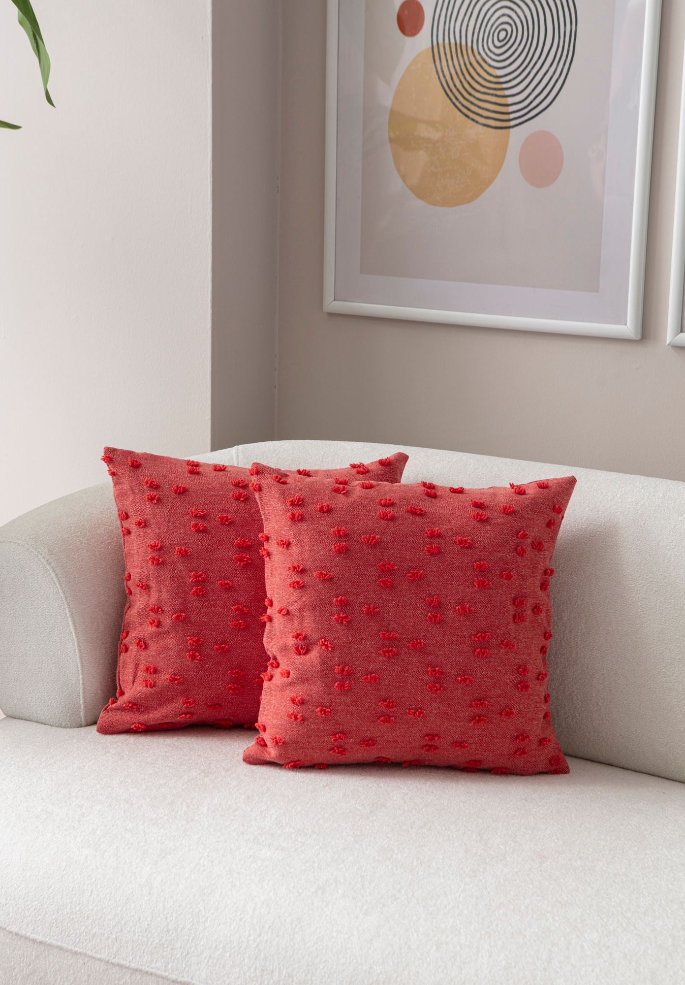 Conjunto de capa de almofada – 43 x 43 cm – Vermelho – 100% POLIÉSTER