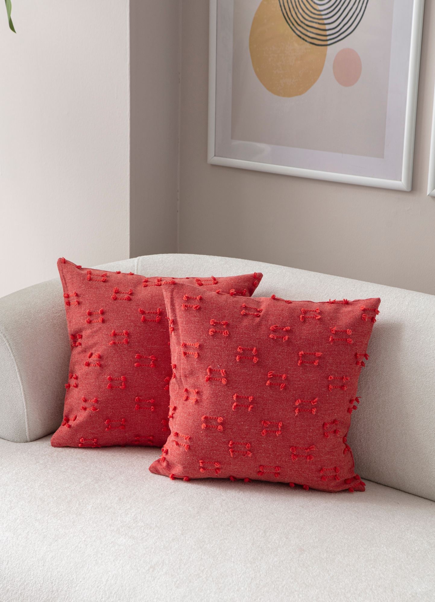 Conjunto de capas de almofada – 43 x 43 cm – Vermelho – Poliéster
