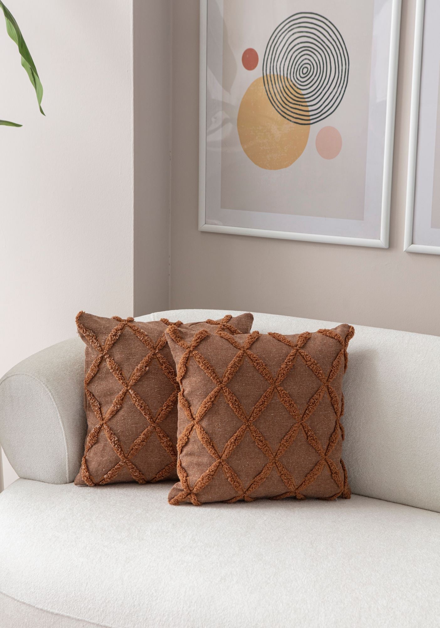 Conjunto de capa de almofada – 43 x 43 cm – Marrom – poliéster