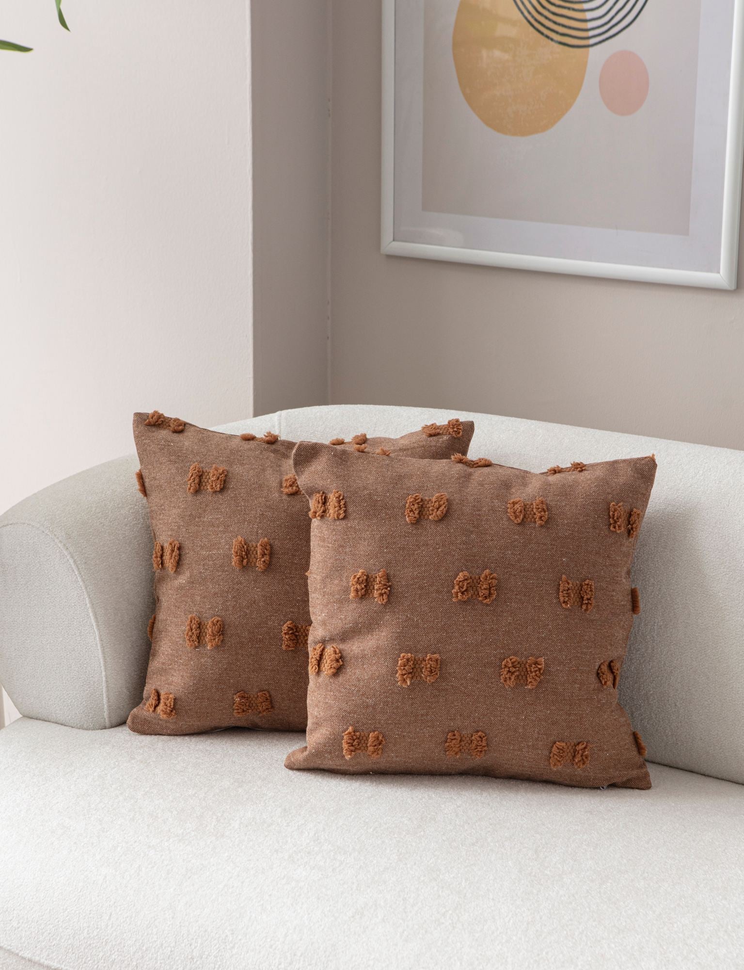 Conjunto de capas de almofada – 43 x 43 cm – Marrom – 100% Poliéster