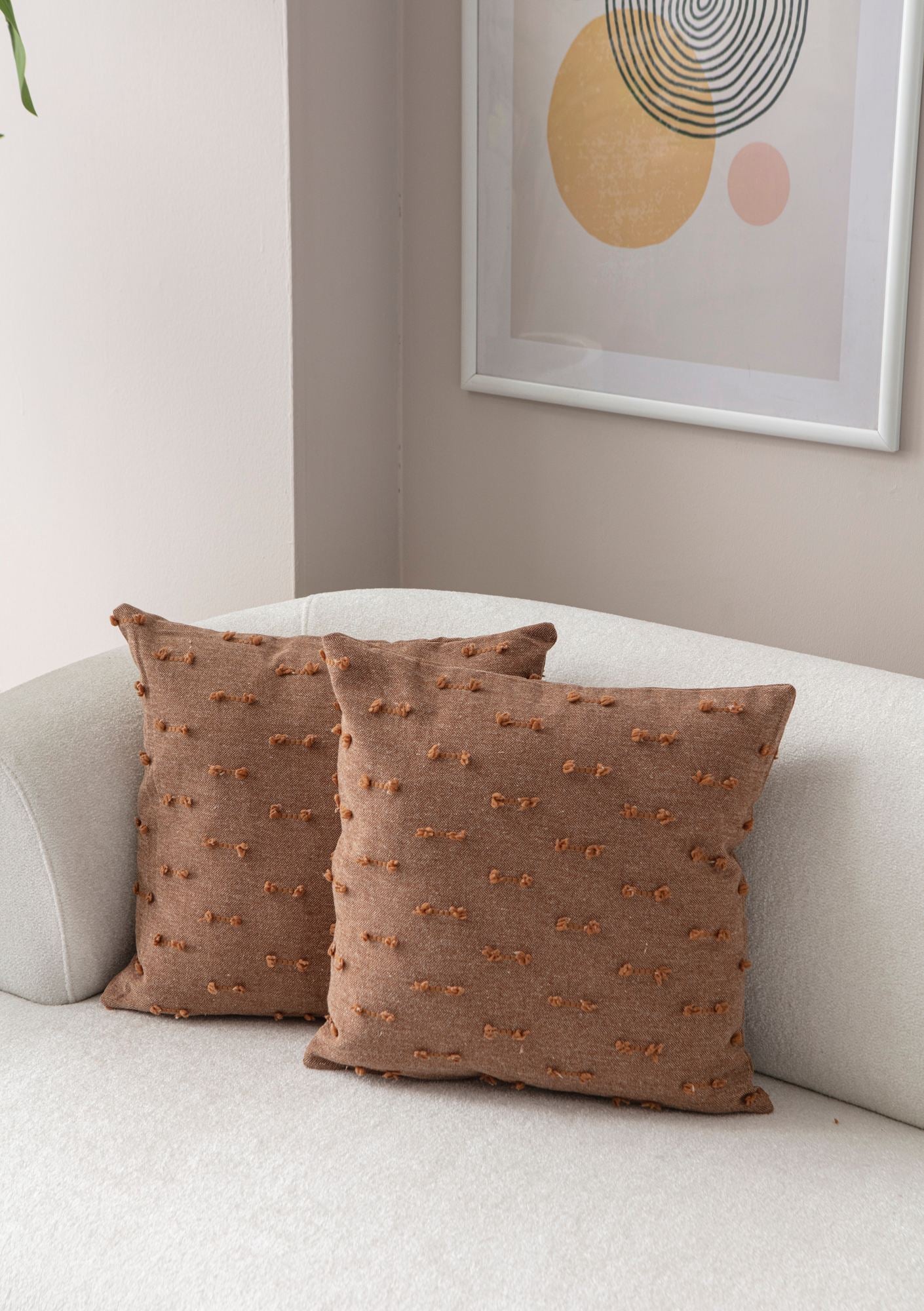 Conjunto de capa de almofada – 43 x 43 cm – Marrom – Poliester