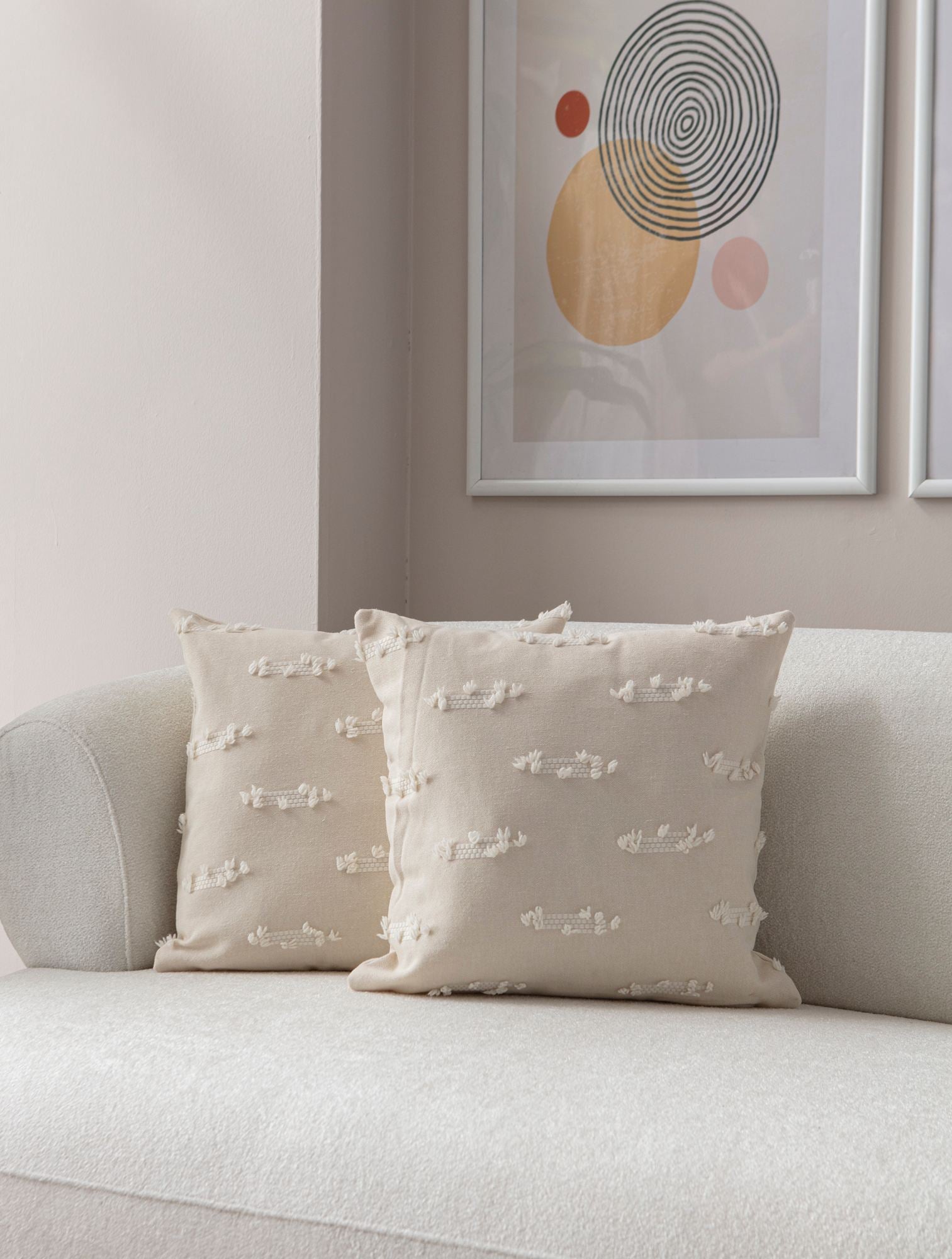 Conjunto de capas de almofada – 43 x 43 cm – Creme – Poliéster