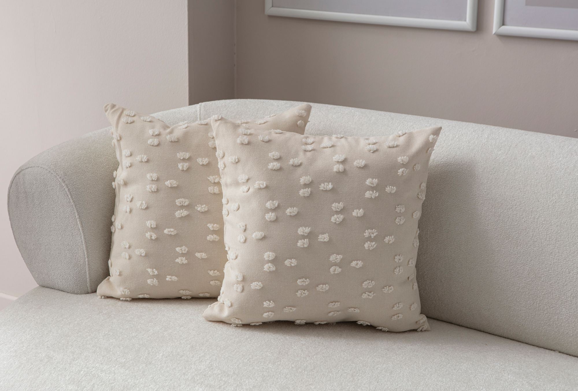 Conjunto de capa de almofada – 43 x 43 cm – Creme – 100% Poliéster