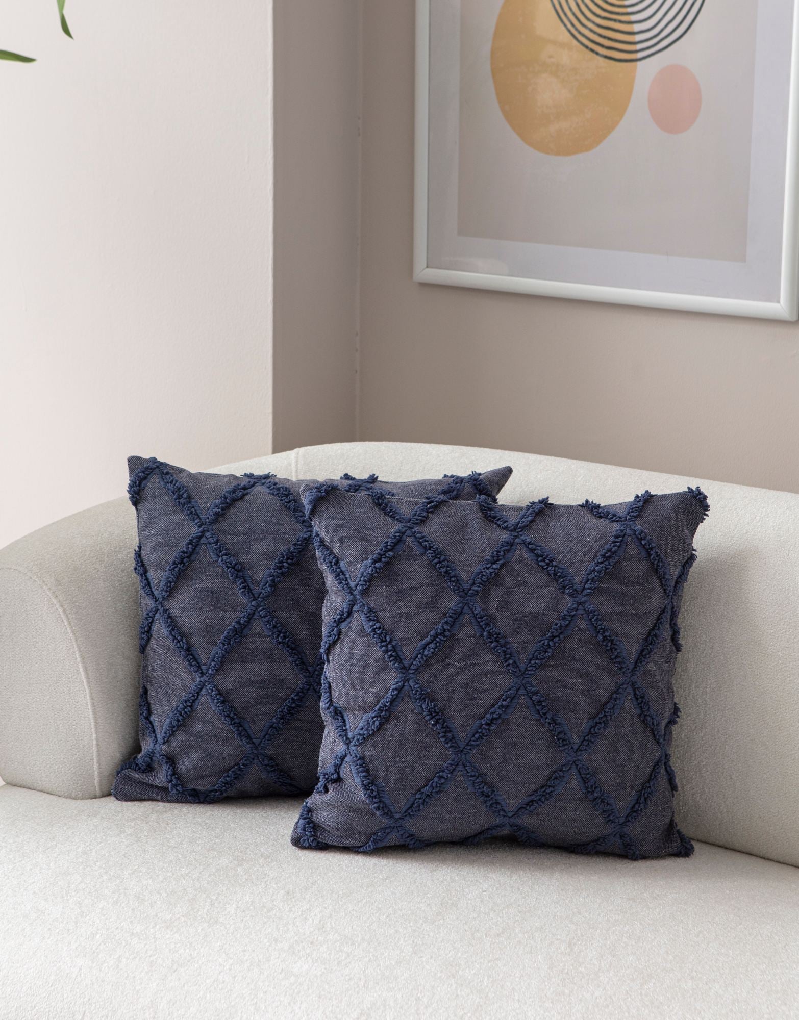 Conjunto de capa de almofada – 43 x 43 cm – Azul – 100% poliéster