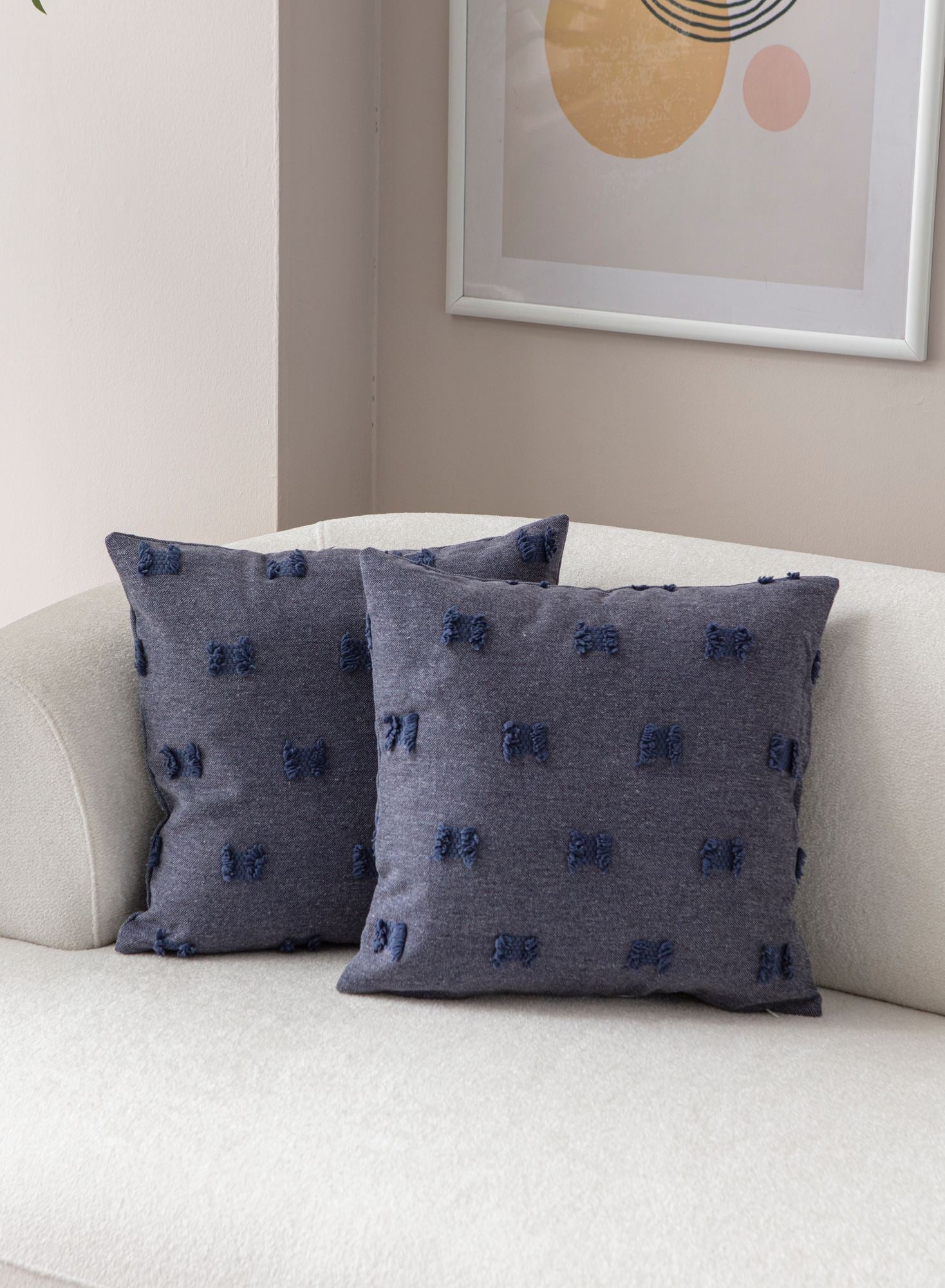 Conjunto de capas de almofada – 43 x 43 cm – Azul – poliéster
