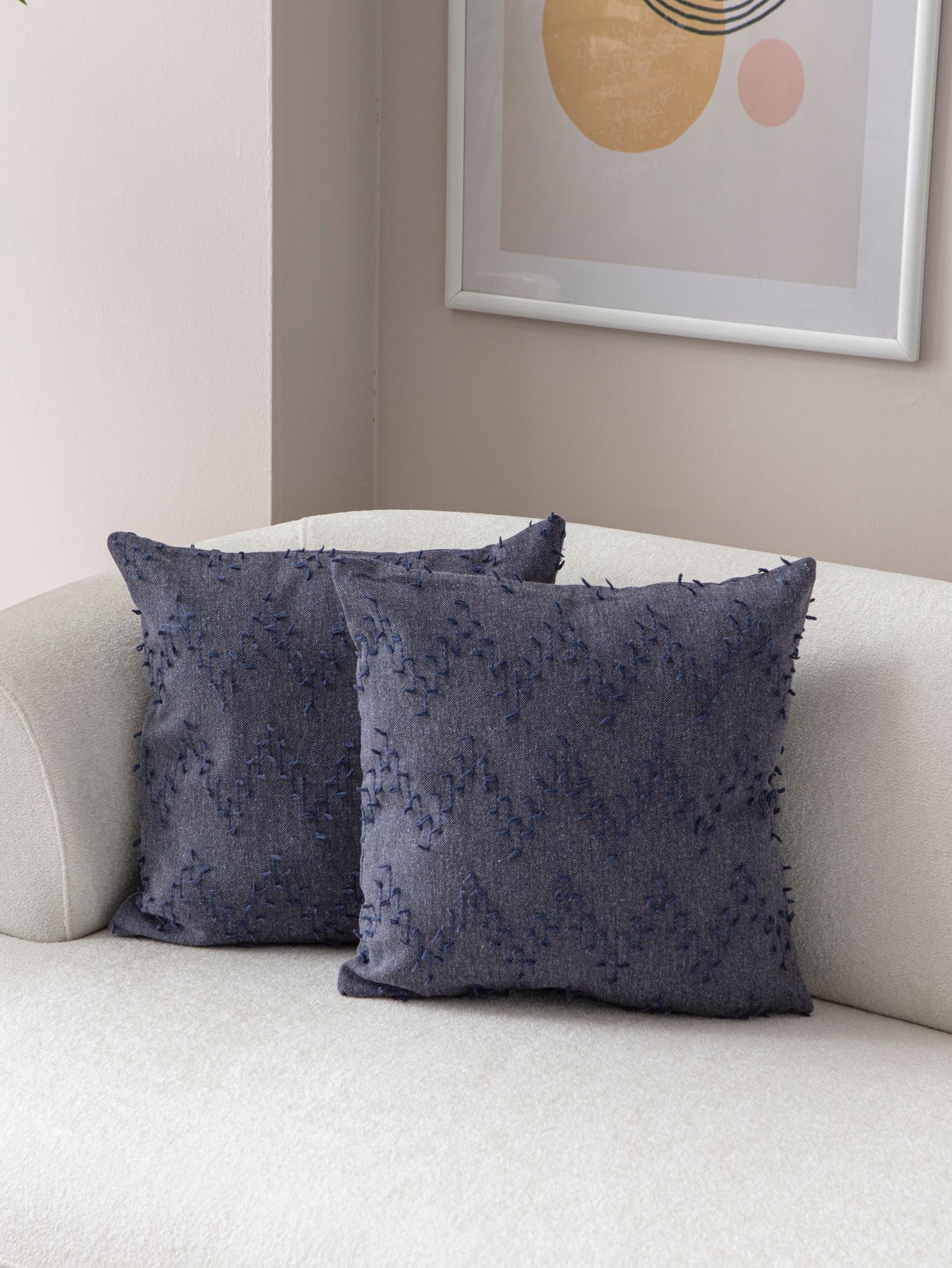Conjunto de capas de almofada – 43 x 43 cm – Azul – Poliester