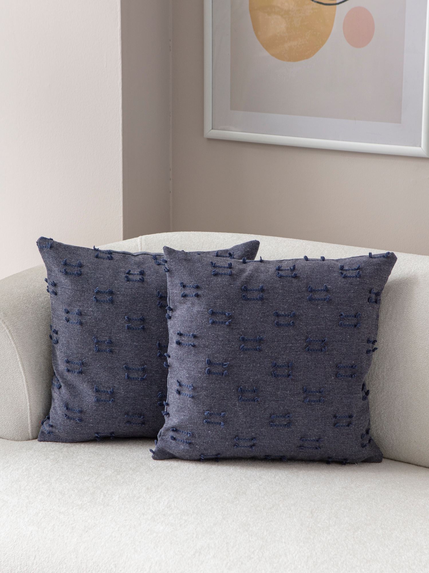 Conjunto de capa de almofada – 43 x 43 cm – Azul – 100% Poliéster