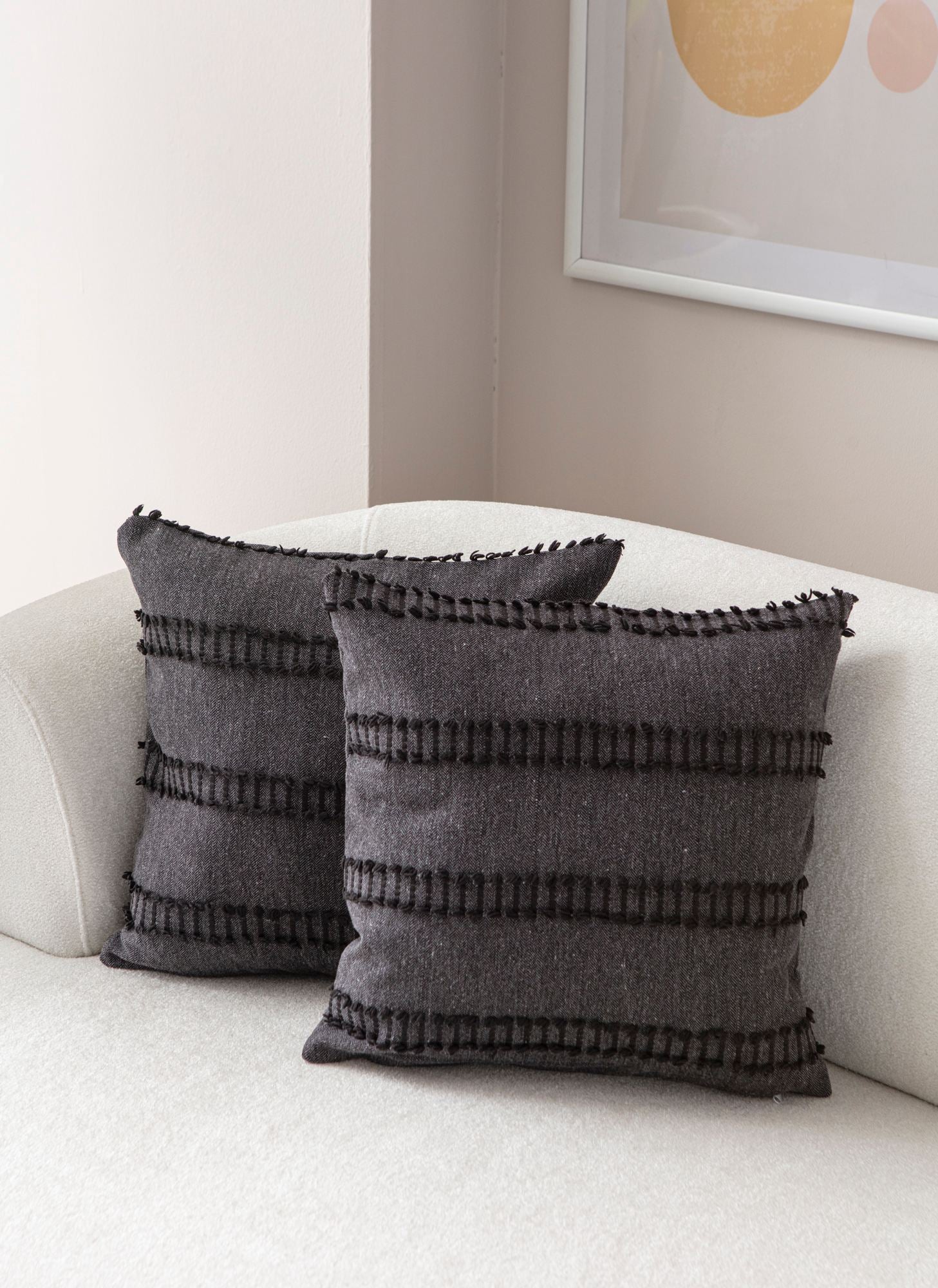 Conjunto de capa de almofada – 43 x 43 cm – Preto – poliéster