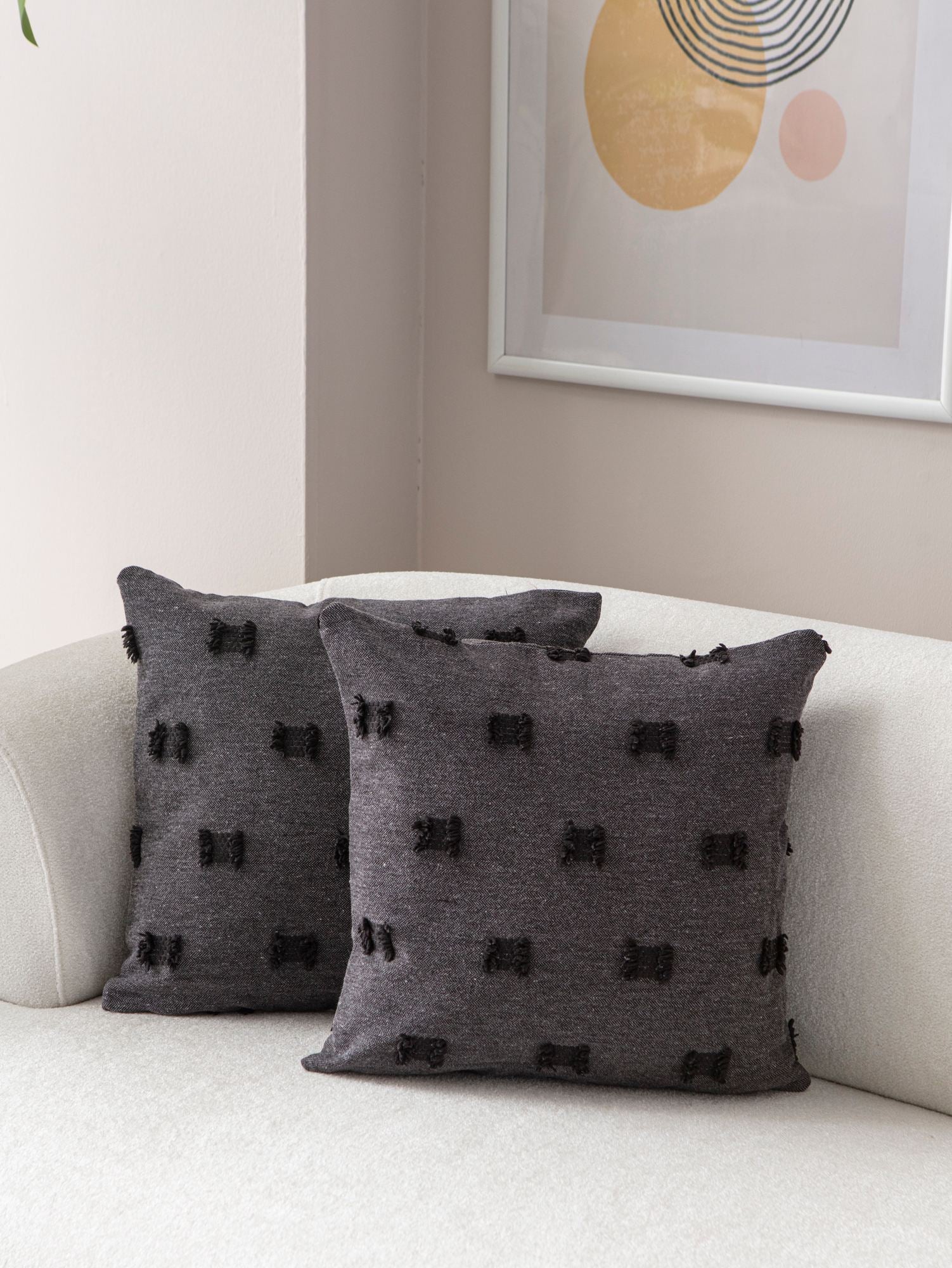 Conjunto de capa de almofada – 43 x 43 cm – Preto – 100% Poliester