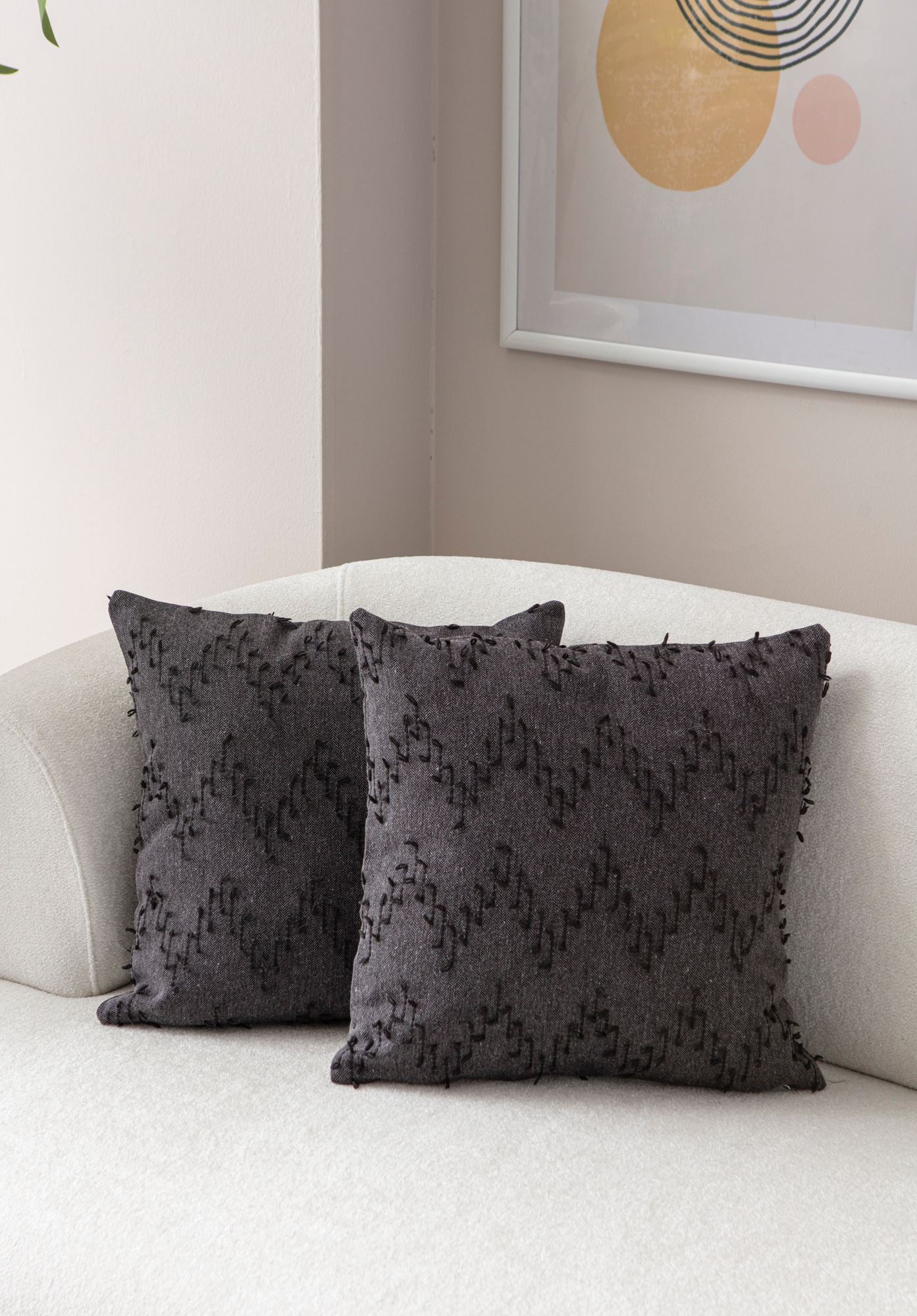 Conjunto de capas de almofada – 43 x 43 cm – Preto – Poliester