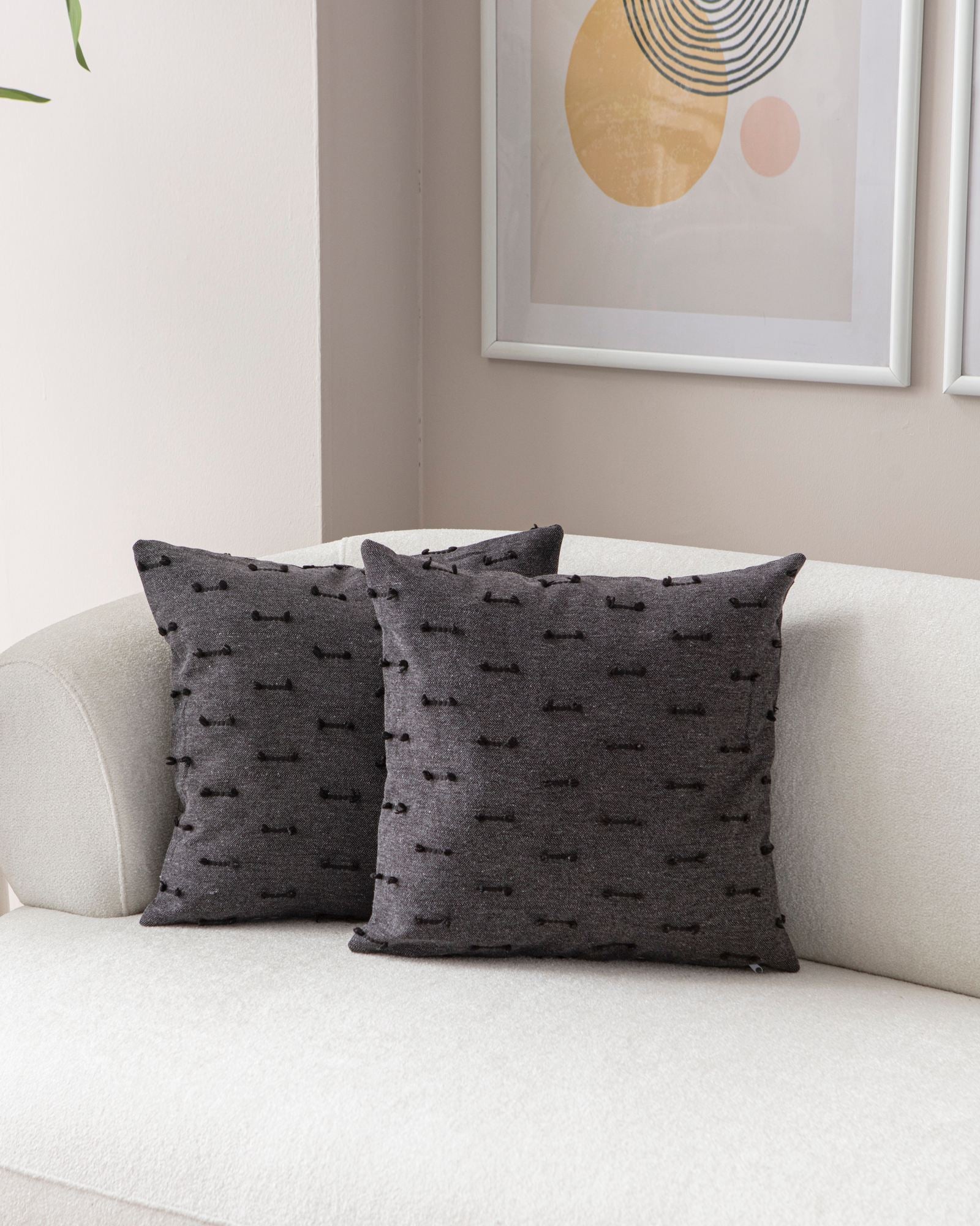 Conjunto de capas de almofada – 43 x 43 cm – Preto – Poliéster