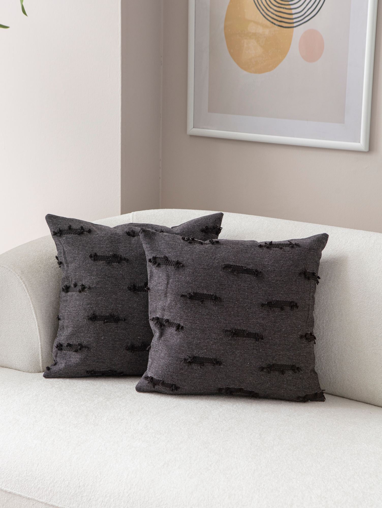 Conjunto de capas de almofada – 43 x 43 cm – Preto – Poliéster