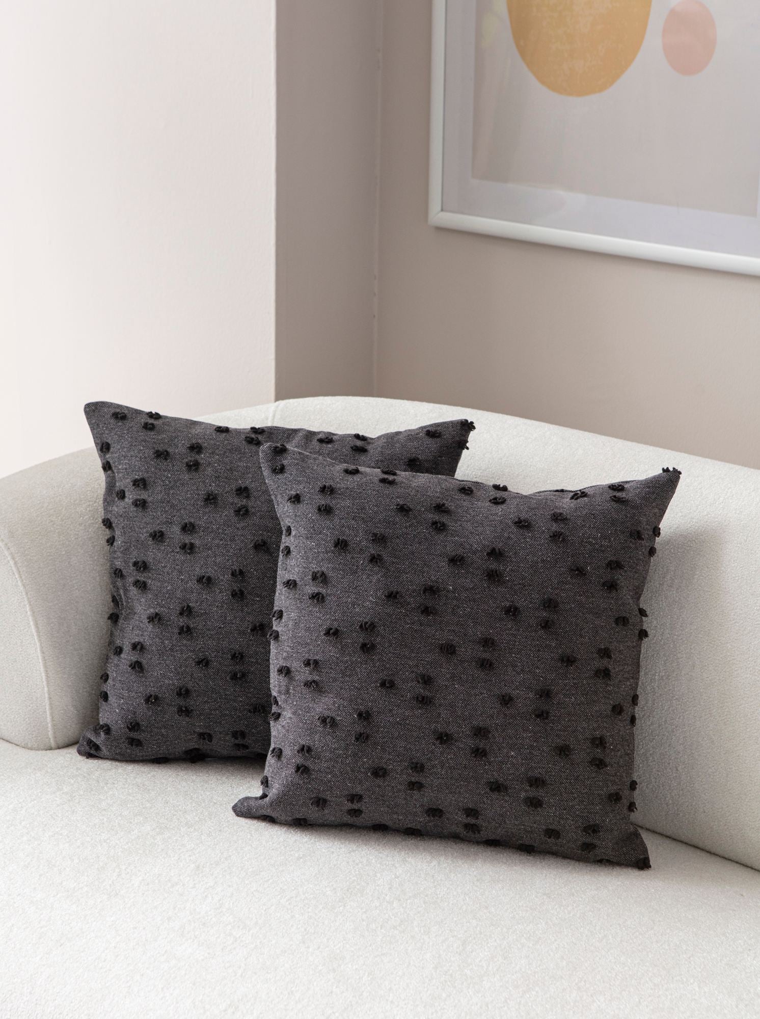 Conjunto de capa de almofada – 43 x 43 cm – Preto – poliéster