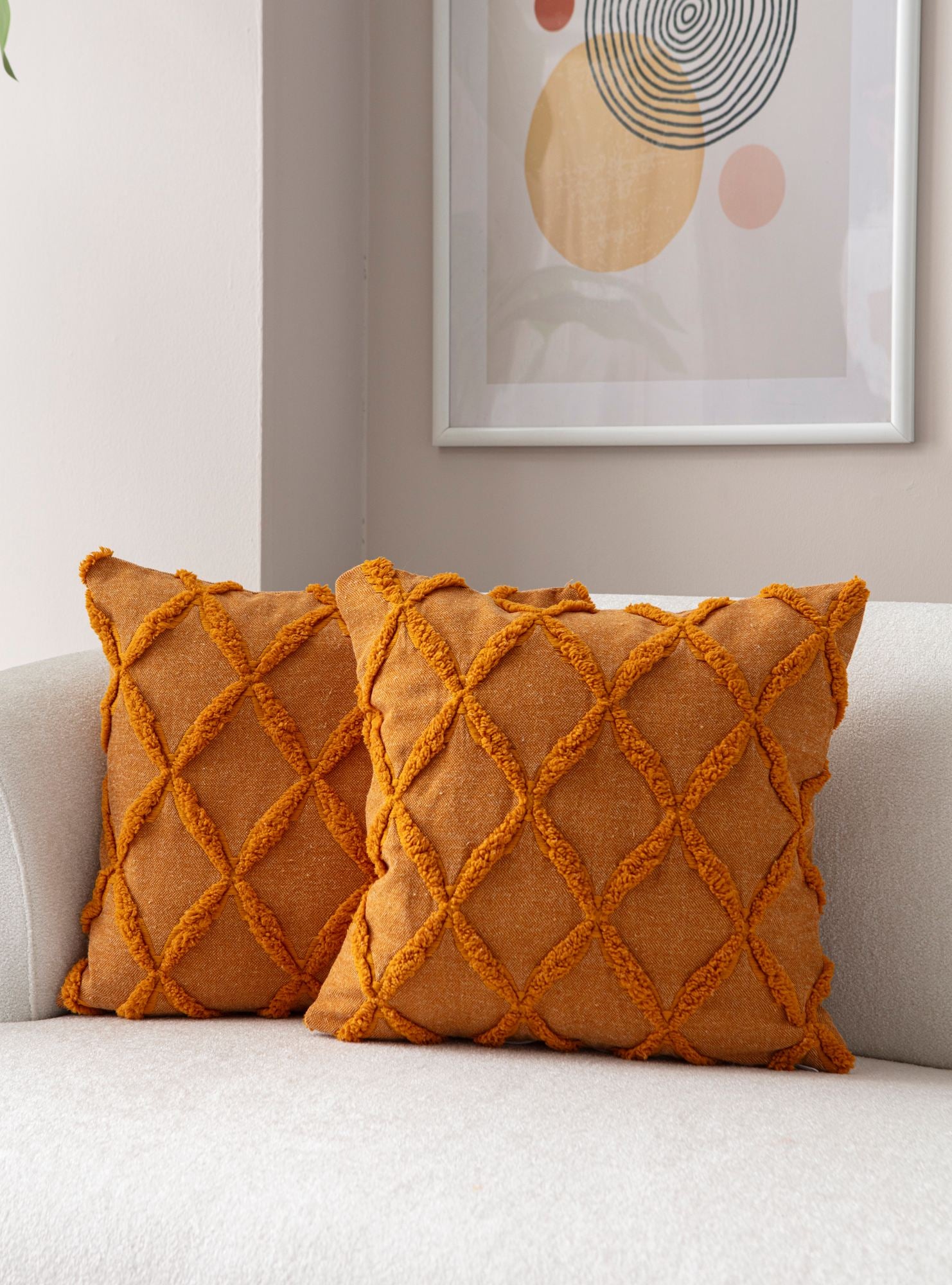 Conjunto de capa de almofada - 43 x 43 cm - Laranja - Poliester