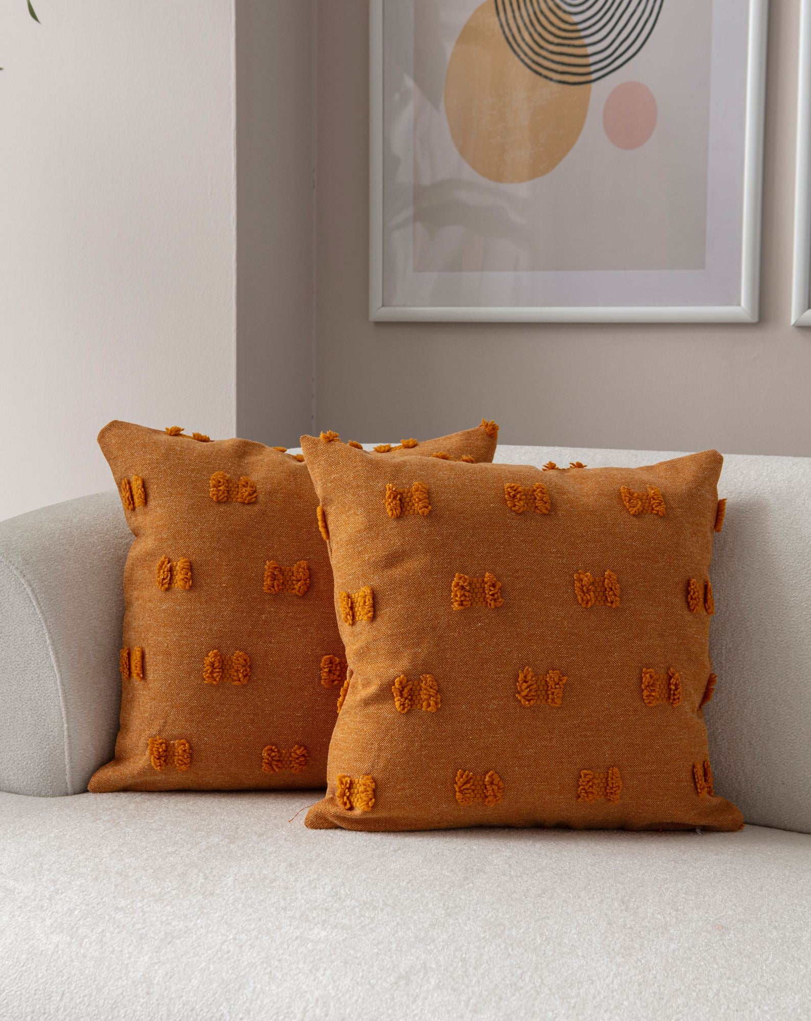 Conjunto de capas de almofadas – 43 x 43 cm – Laranja – Poliester