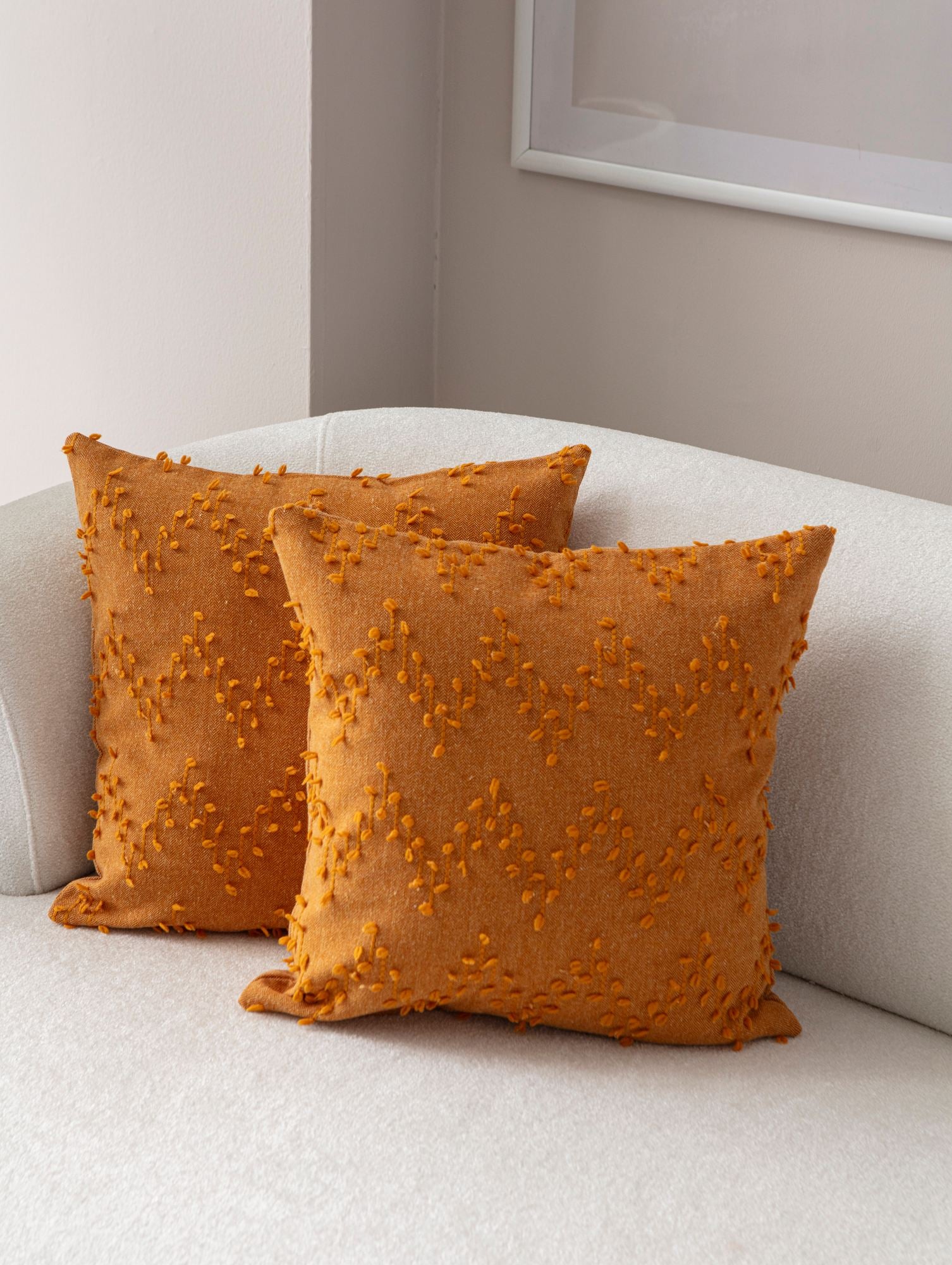 Conjunto de capa de almofada – 43 x 43 cm – Laranja – 100% poliéster