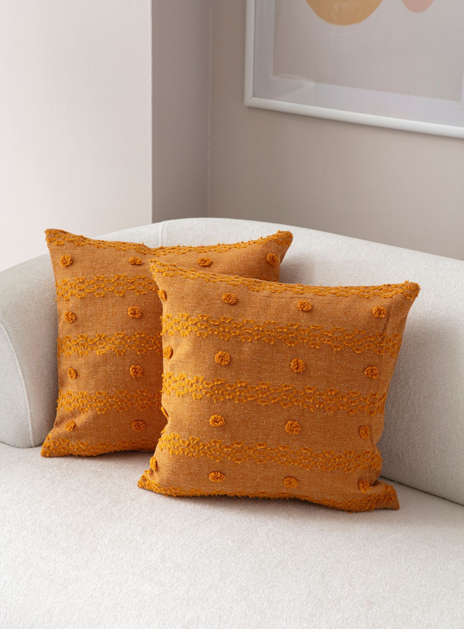 Conjunto de capa de almofada – 43 x 43 cm – Laranja – 100% Poliéster