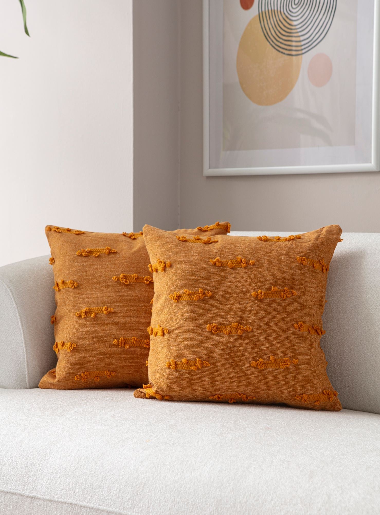 Conjunto de capa de almofada – 43 x 43 cm – Laranja – Poliester