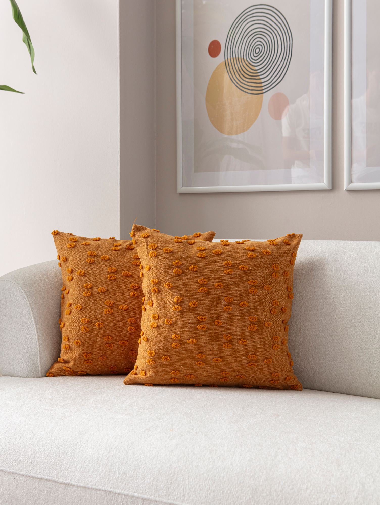 Conjunto de capa de almofada – 43 x 43 cm – Laranja – Poliester