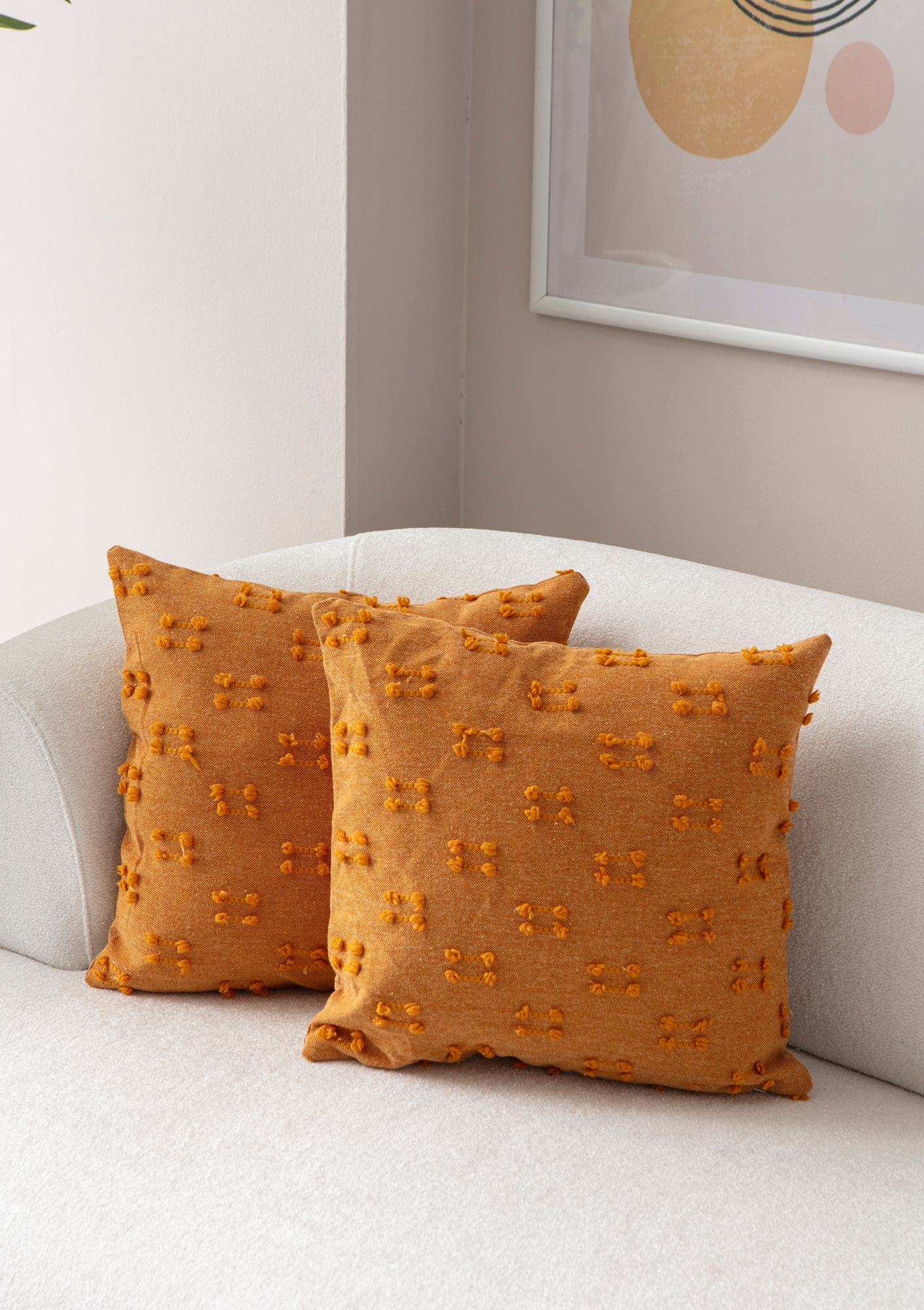 Conjunto de capas de almofada – 43 x 43 cm – Laranja – Poliéster
