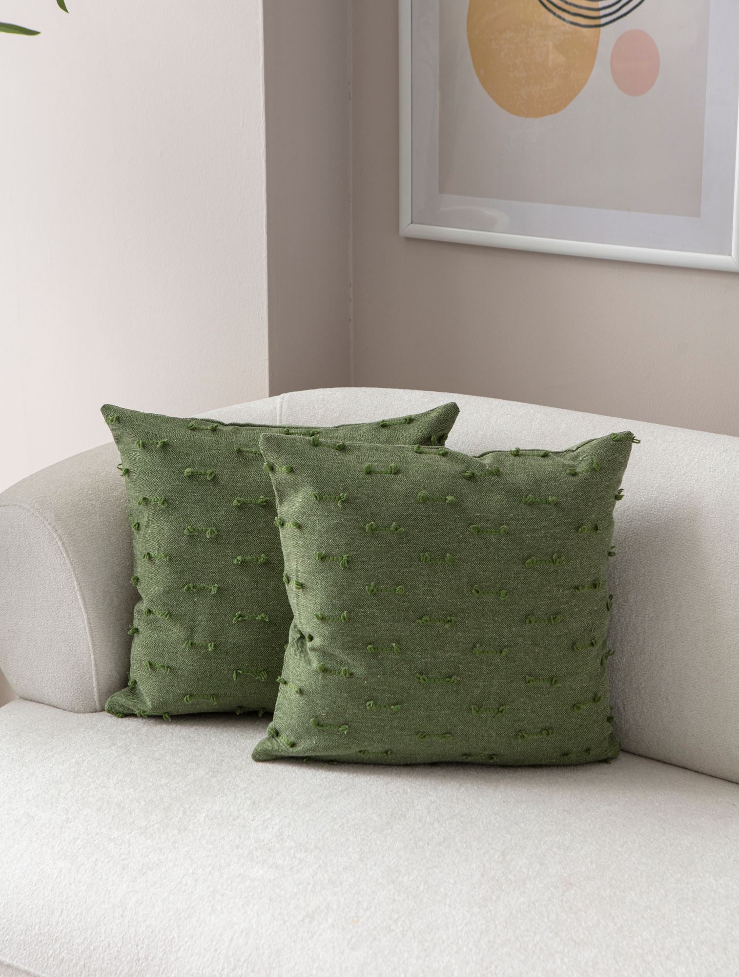 Conjunto de capas de almofadas – 43 x 43 cm – Verde – Poliéster