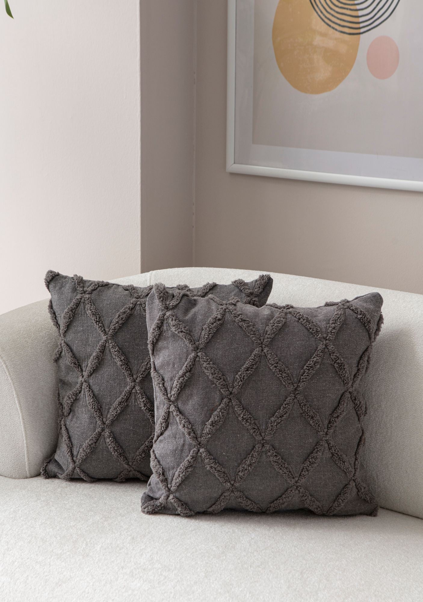 Conjunto de capa de almofada – 43 x 43 cm – Cinza – Poliéster