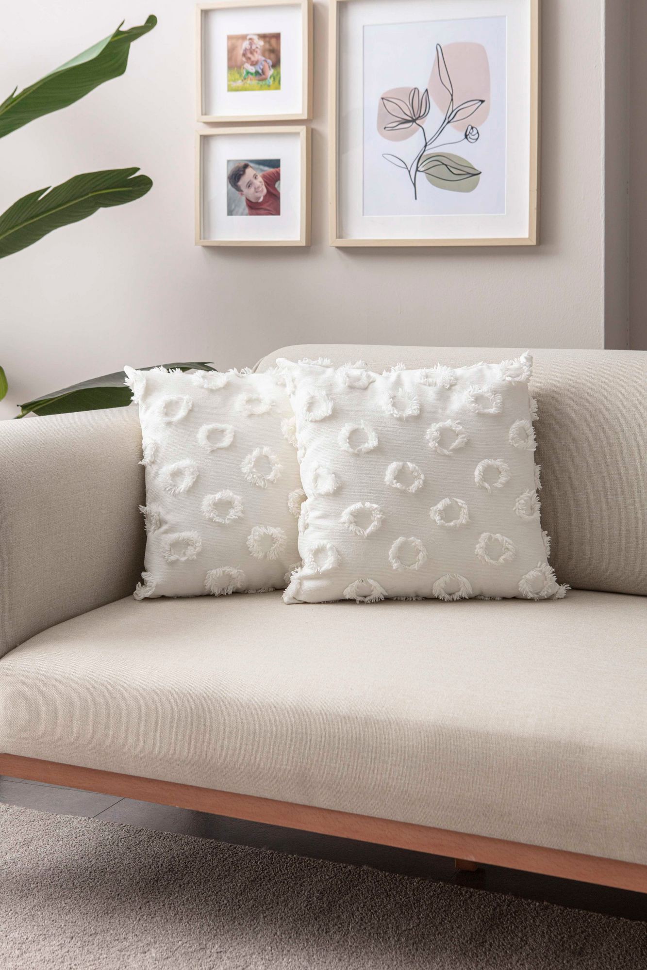 Conjunto de capas de almofada – 43 x 43 cm – Branco – Poliéster