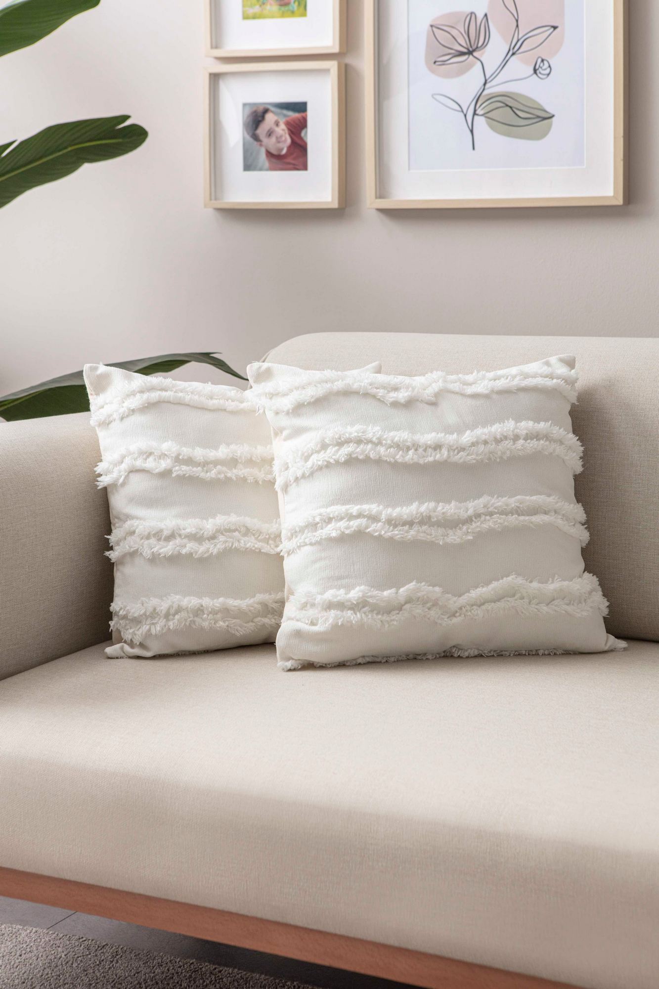 Conjunto de capa de almofada – 43 x 43 cm – Branco – Poliéster