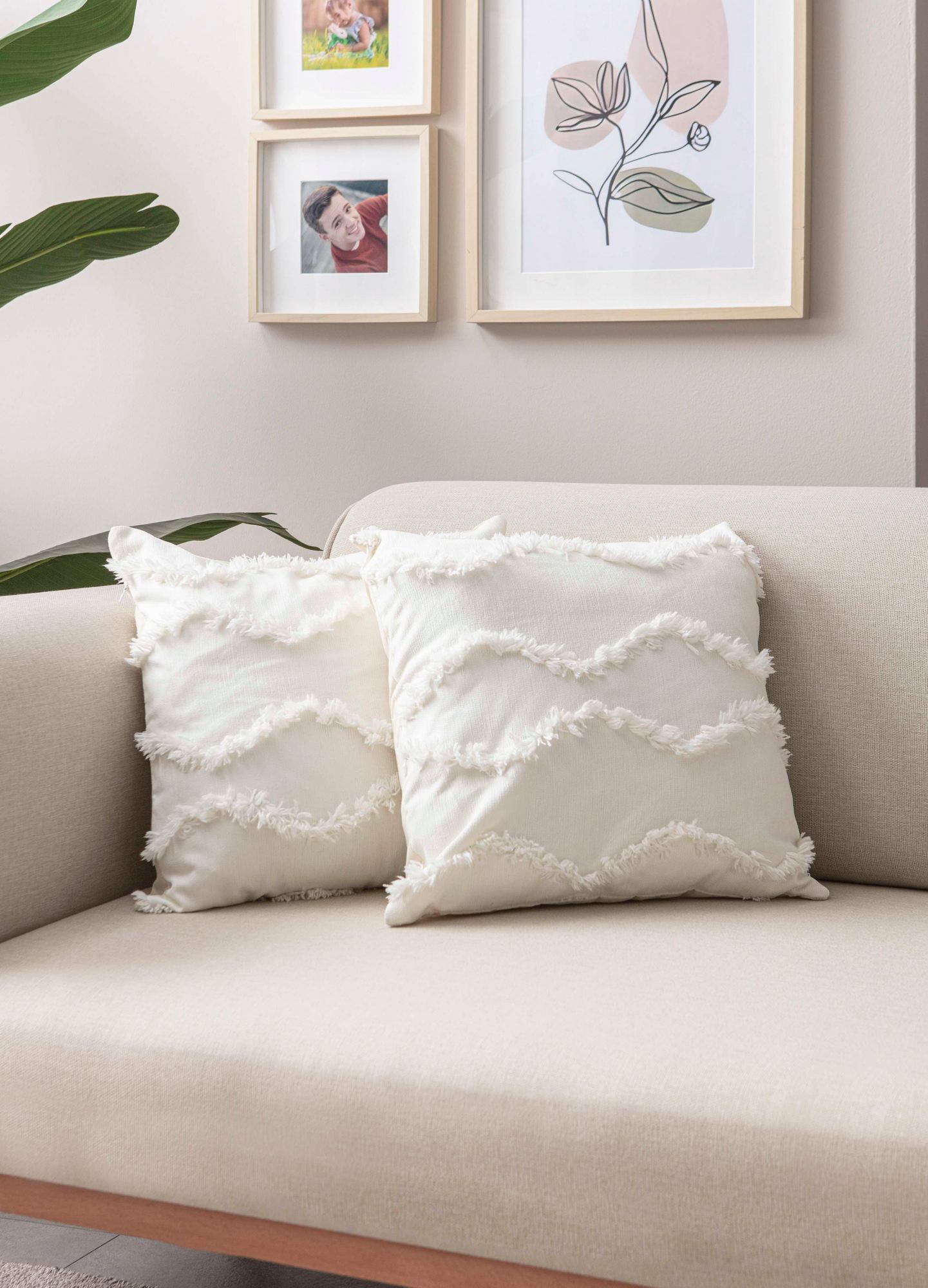 Conjunto de capa de almofada – 43 x 43 cm – Branco – Poliester