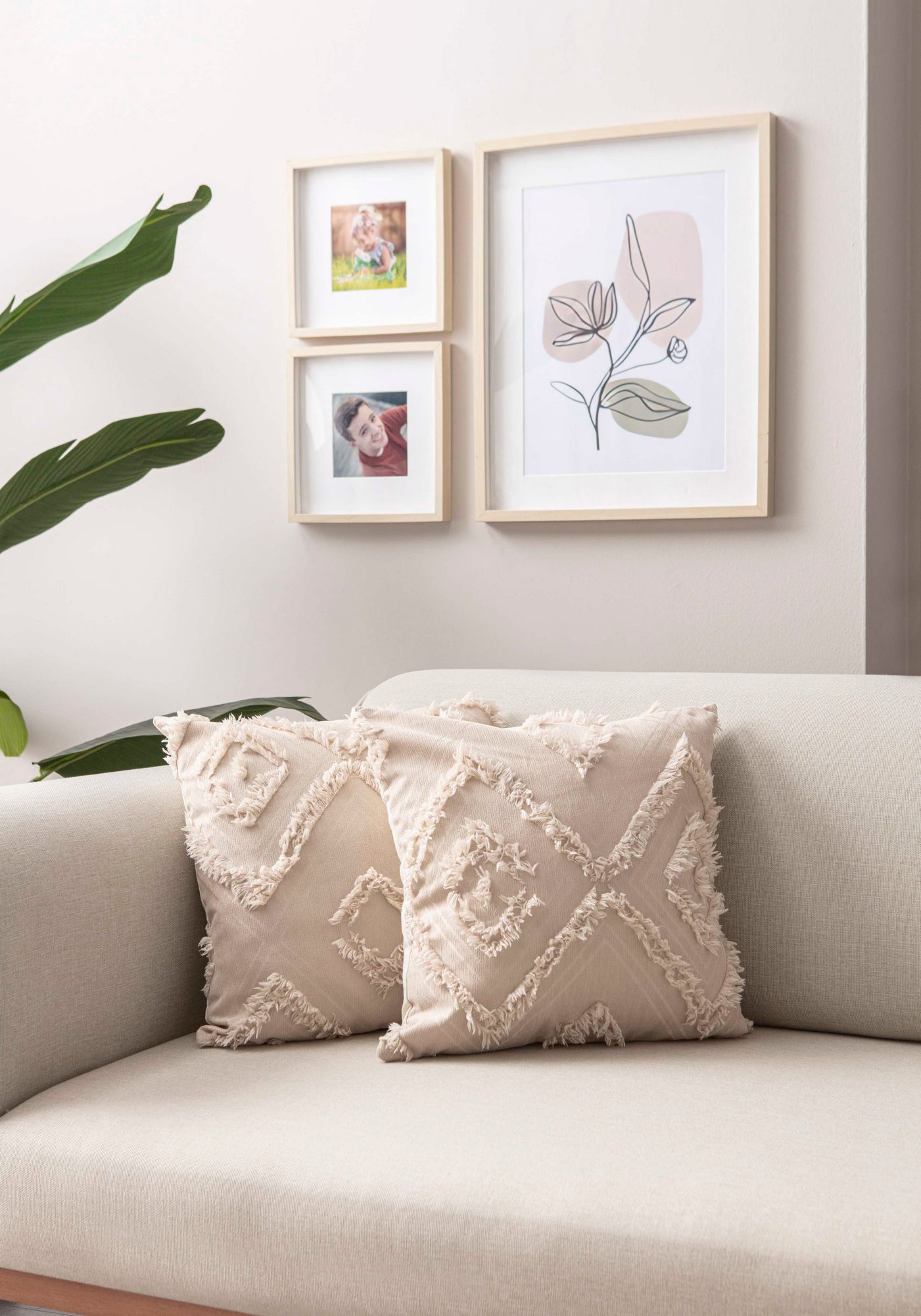 Conjunto de capa de almofada – 43 x 43 cm – Bege – Poliésster