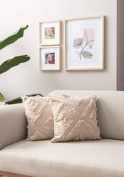Conjunto de capa de almofada – 43 x 43 cm – Bege – Poliésster