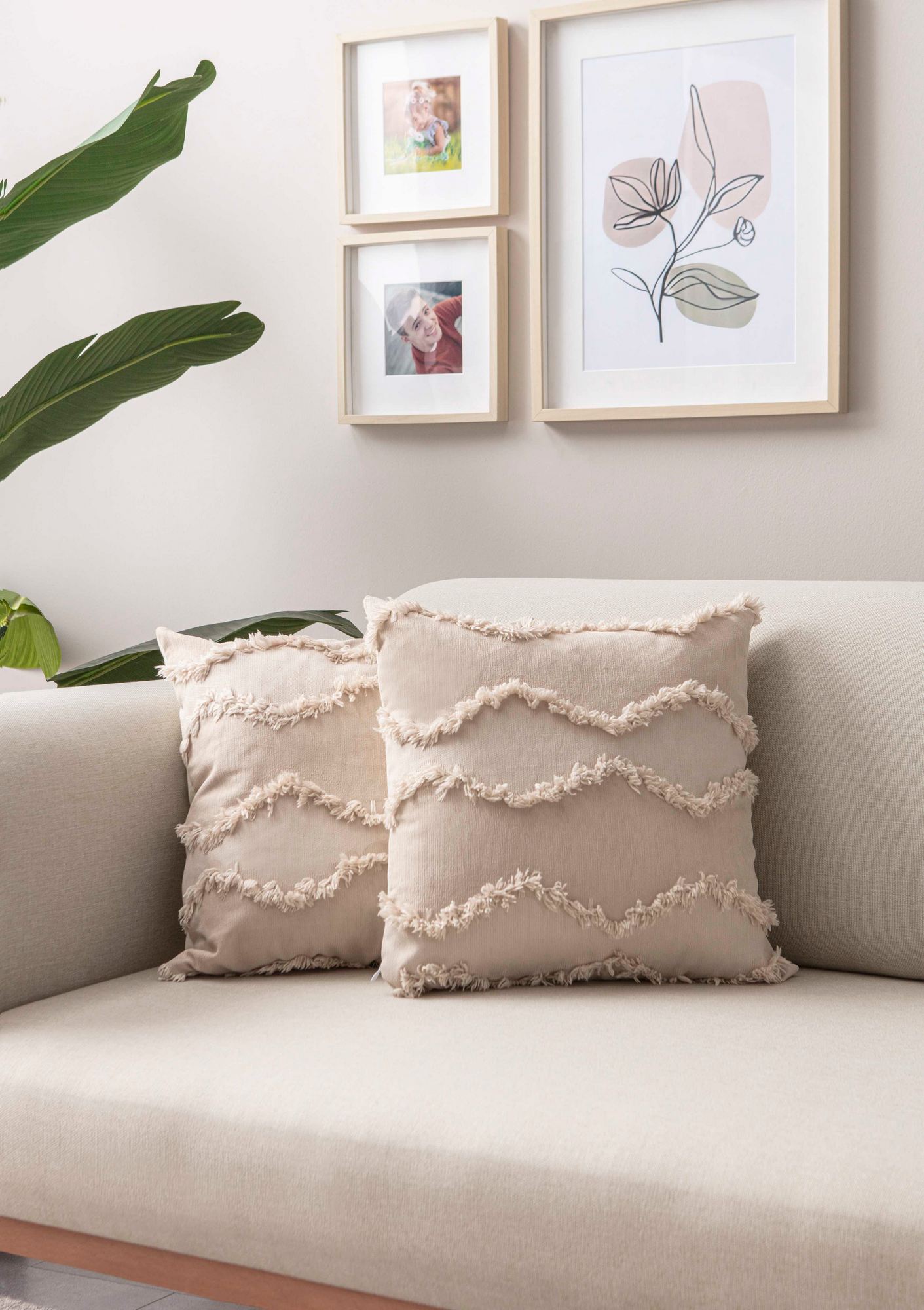 Conjunto de capa de almofada – 43 x 43 cm – Bege – 100% poliéster
