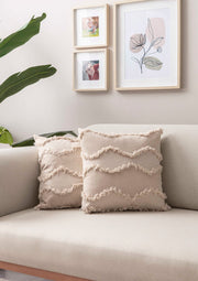 Conjunto de capa de almofada – 43 x 43 cm – Bege – 100% poliéster