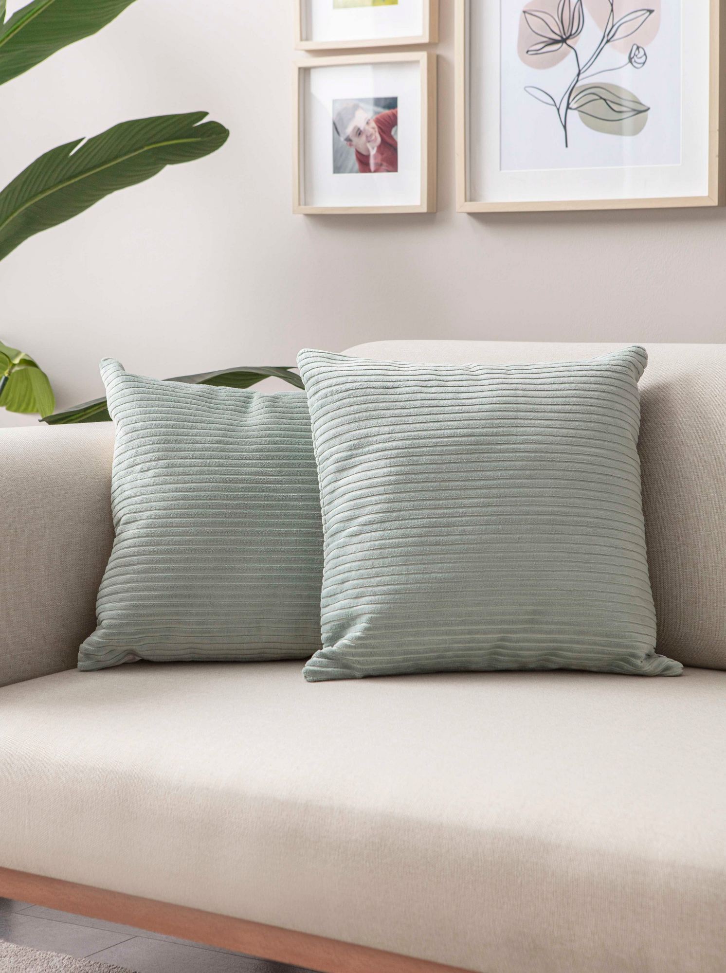 Conjunto de capa de almofada – 43 x 43 cm – Verde claro – Poliéster