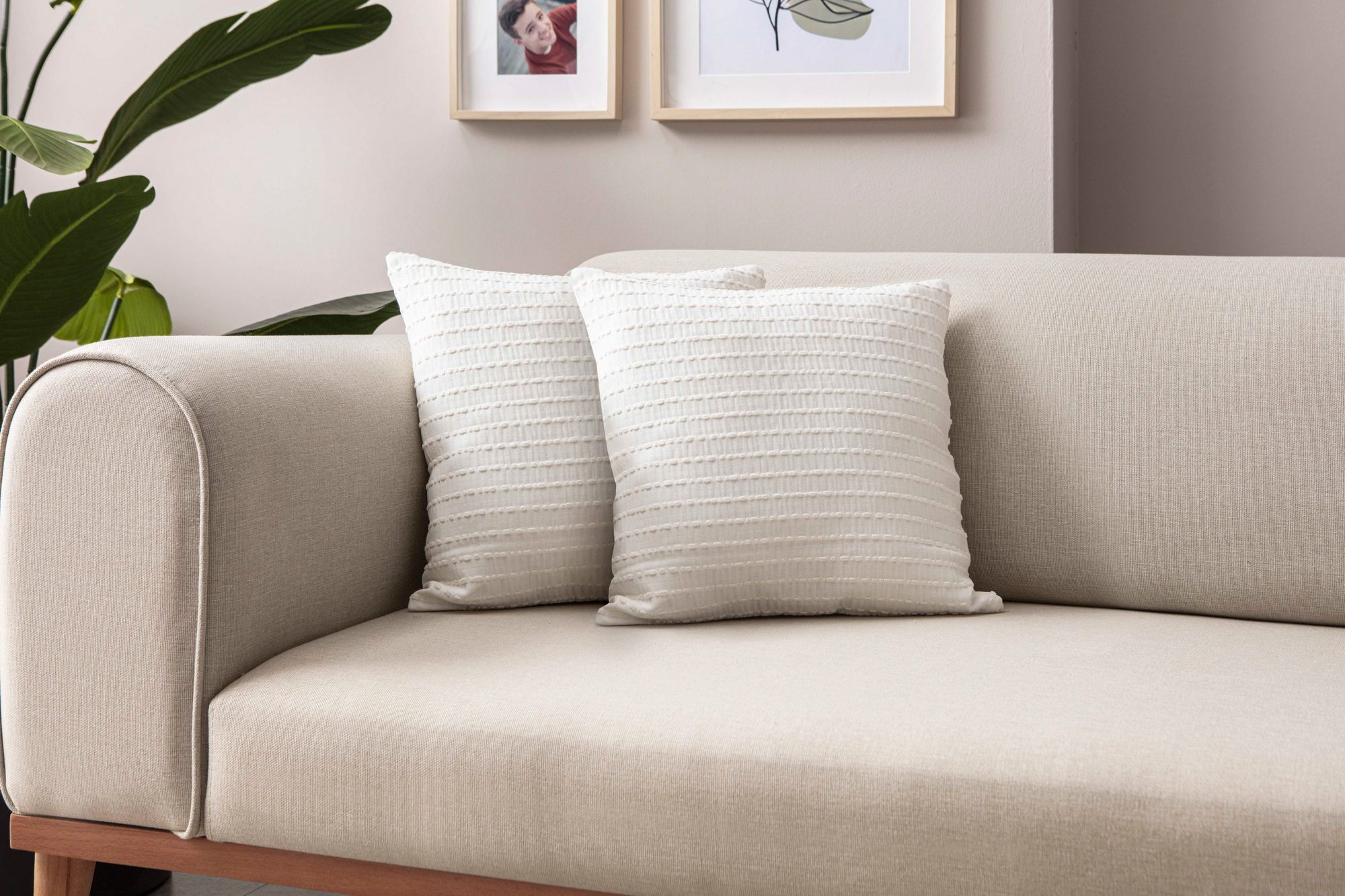 Conjunto de capa de almofada (2 peças) – 43 x 43 cm – Branco – 100% Poliéster
