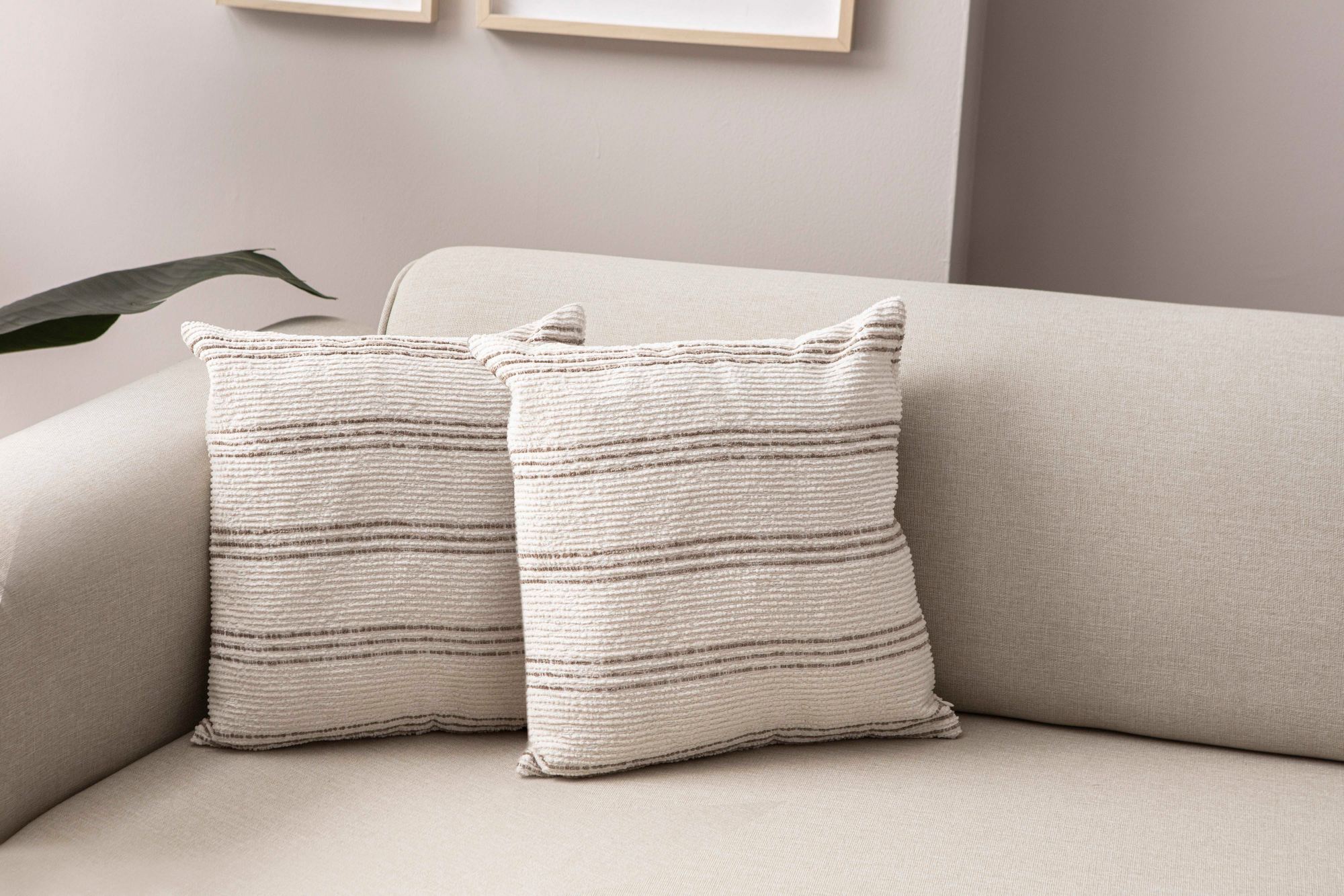 Conjunto de capa de almofada – 43 x 43 cm – Bege – Poliester