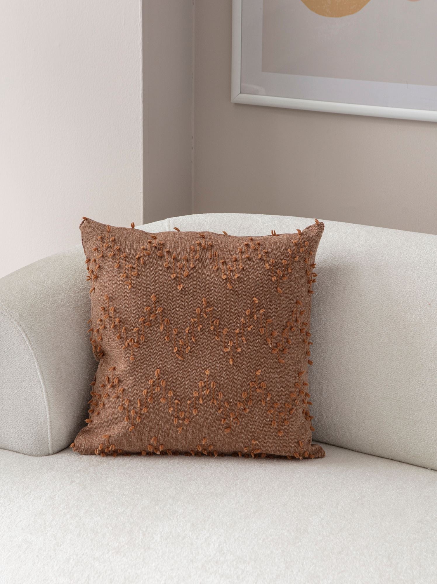 Capa de almofada – 43 x 43 cm – Marrom – 100% poliéster