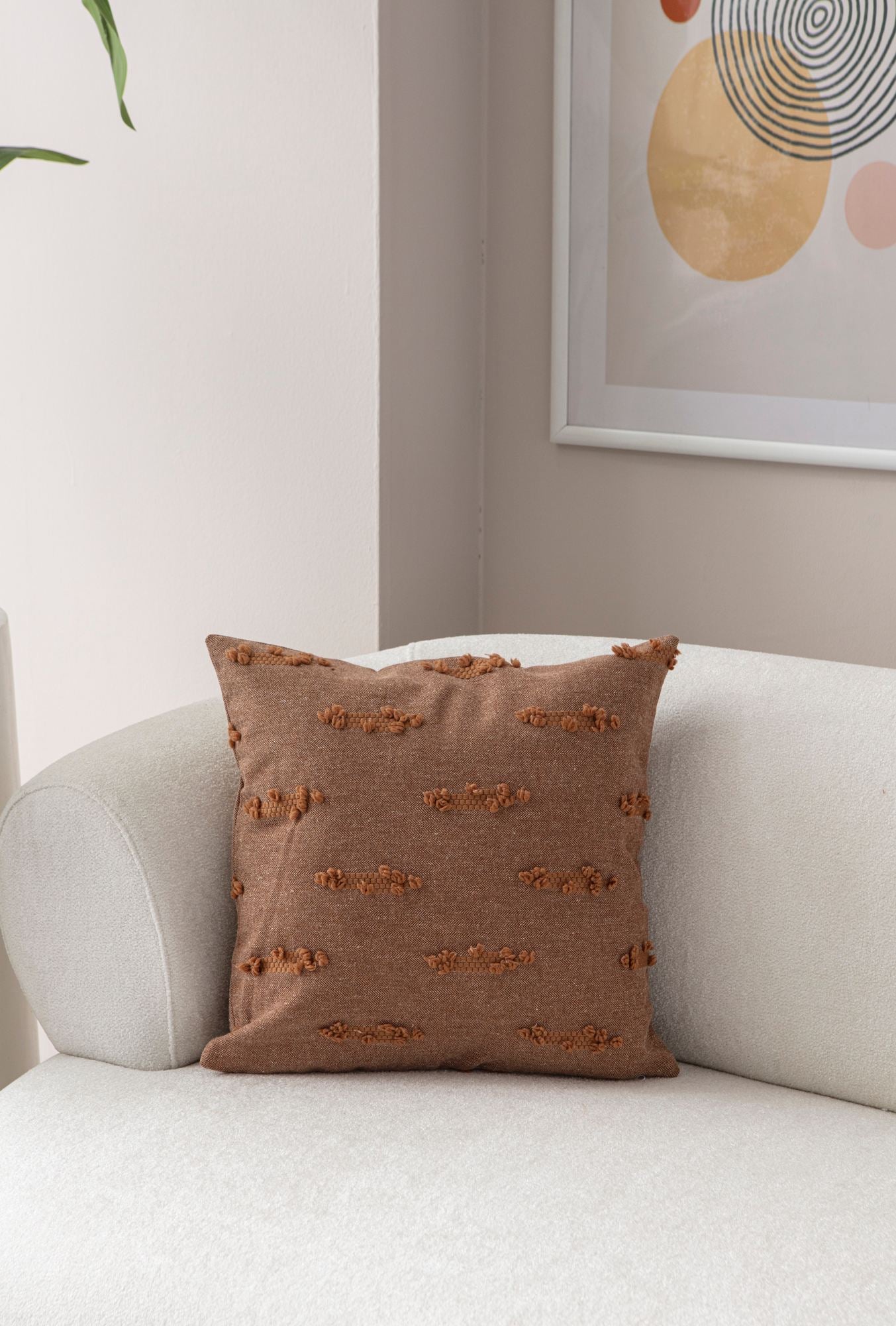 Capa de almofada – 43 x 43 cm – Marrom – Poliester