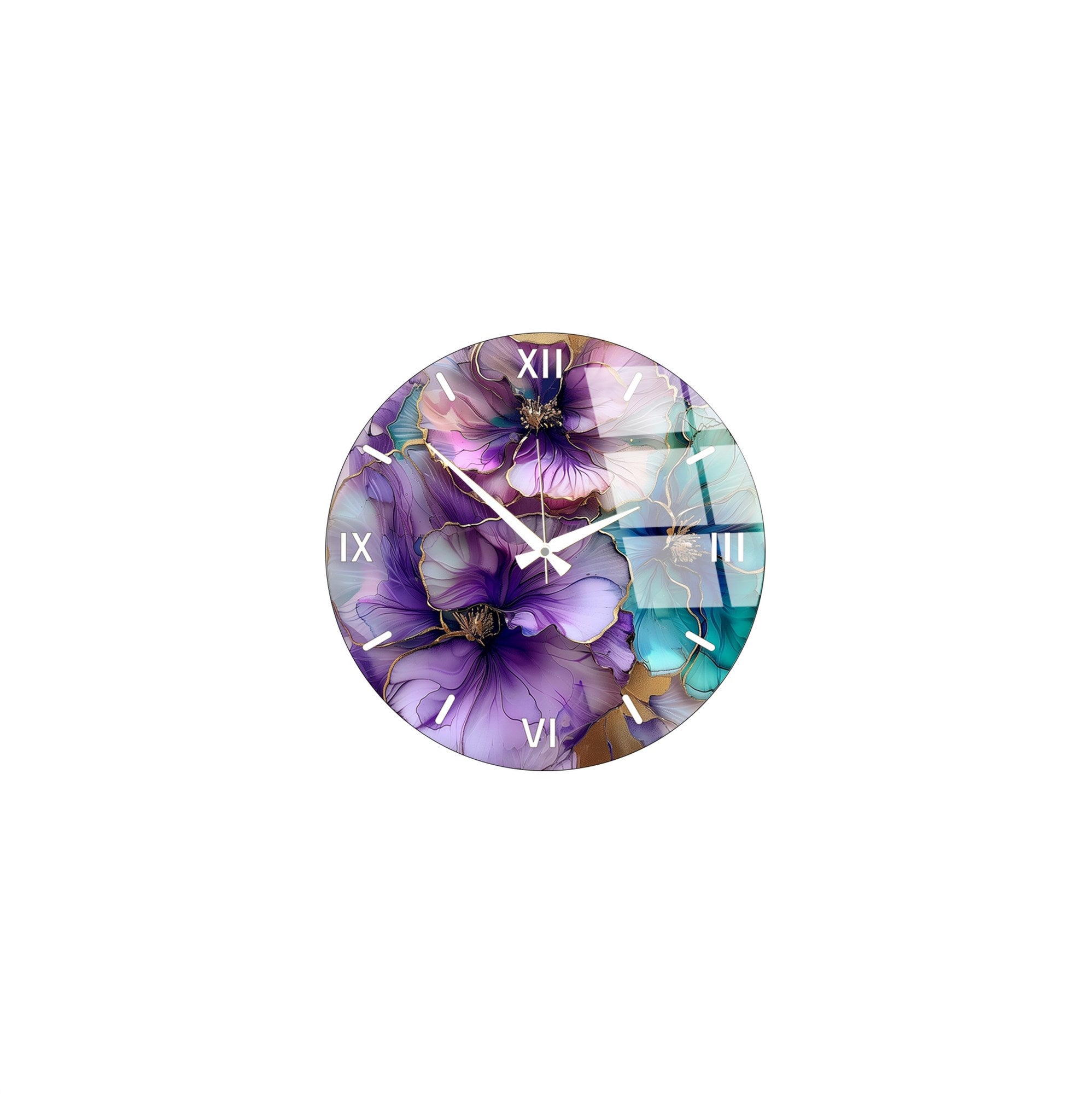 Relógio de Parede Decorativo em Vidro Multicolor Huhu341 - 40x40cm - 100% Vidro 4mm