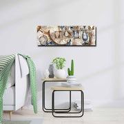 Quadro Decorativo em Tela Multicolor 30x90cm com Moldura de Pinho - Arte Moderna para Decoração de Interiores